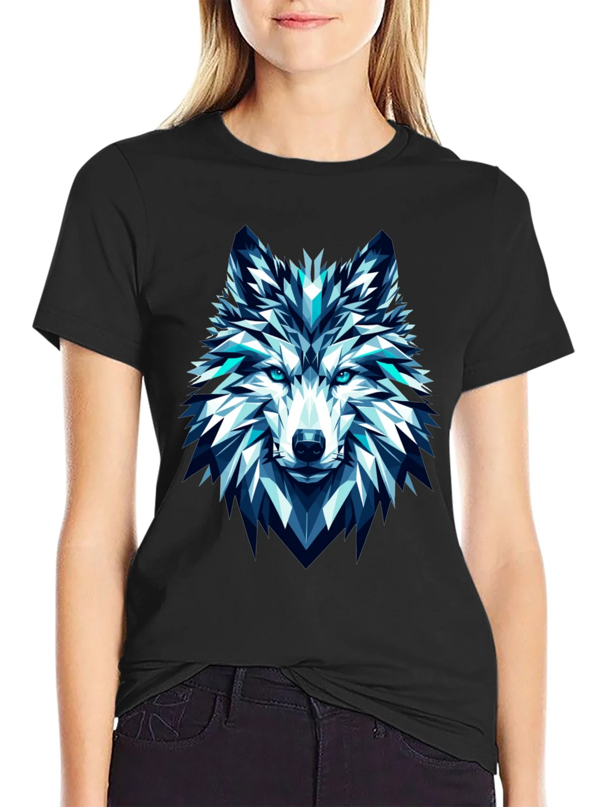Geometric Wolf Graphic Tee - Modern Art T-Shirt product image 2