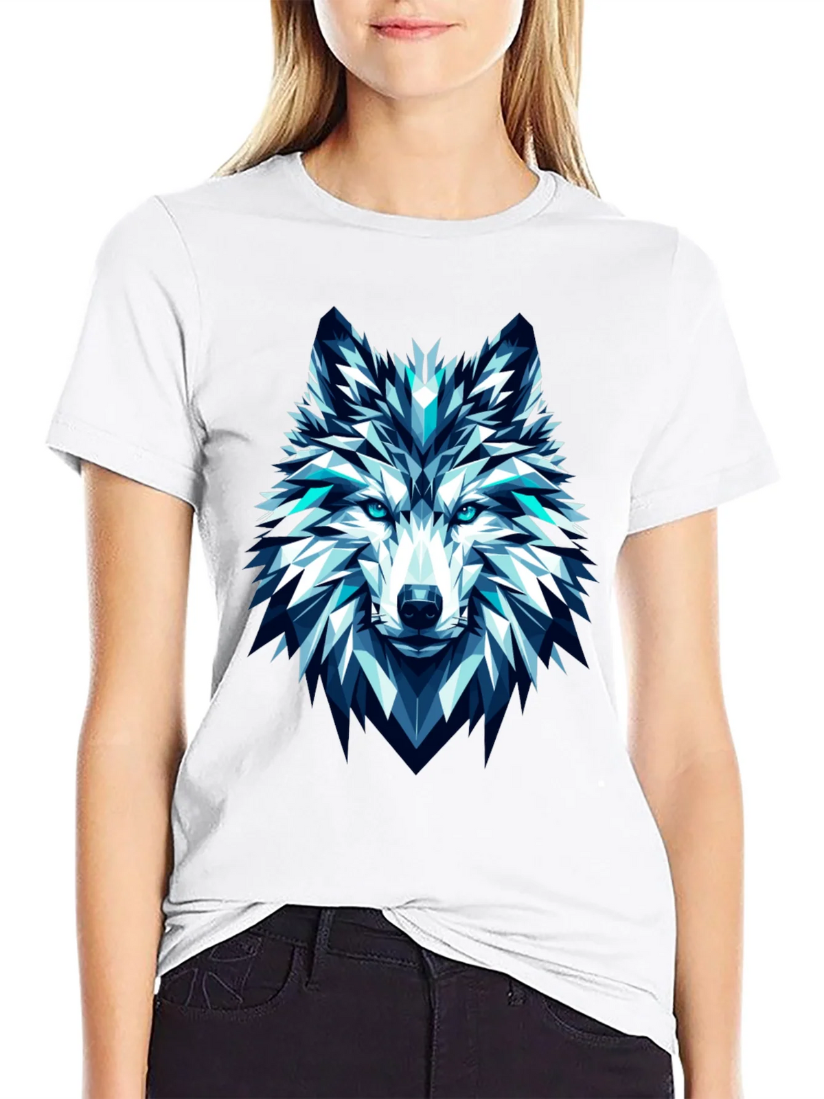 Geometric Wolf Graphic Tee - Modern Art T-Shirt product image 8