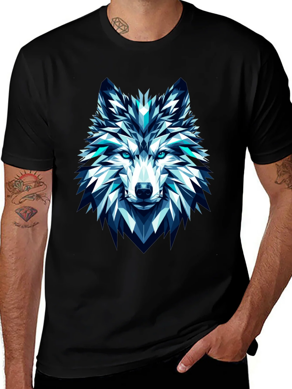 Geometric Wolf Graphic Tee - Modern Art T-Shirt product image 1