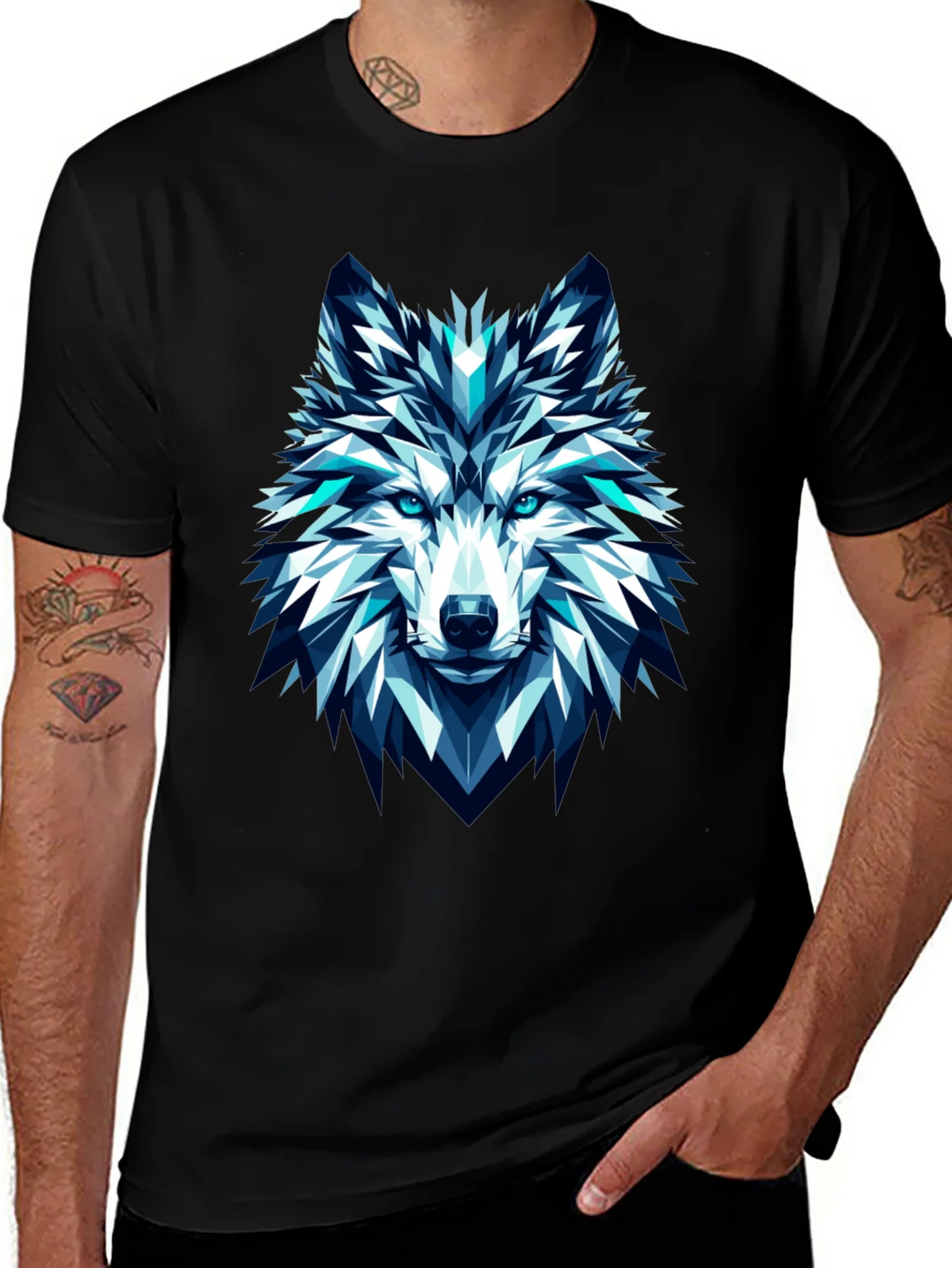Geometric Wolf Graphic Tee - Modern Art T-Shirt product image 1
