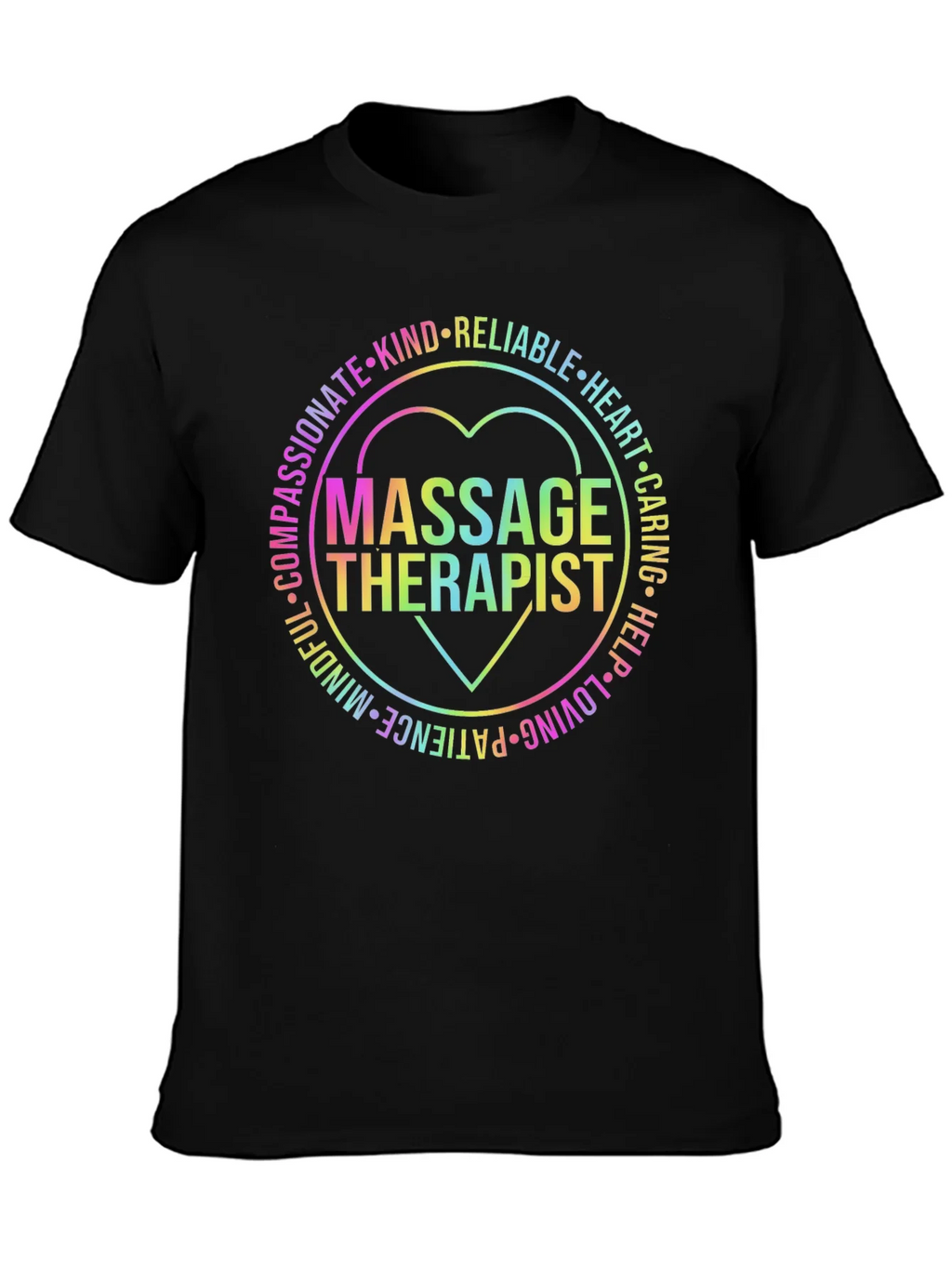 Massage Therapist Rainbow Heart Graphic T-Shirt product image 3