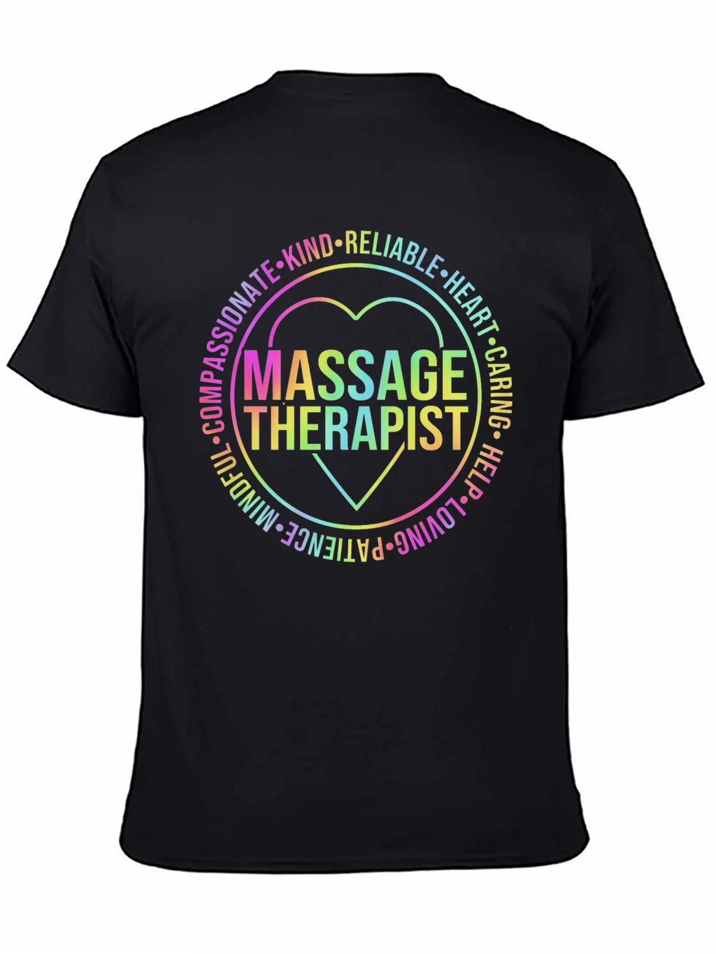Massage Therapist Rainbow Heart Graphic T-Shirt product image 4