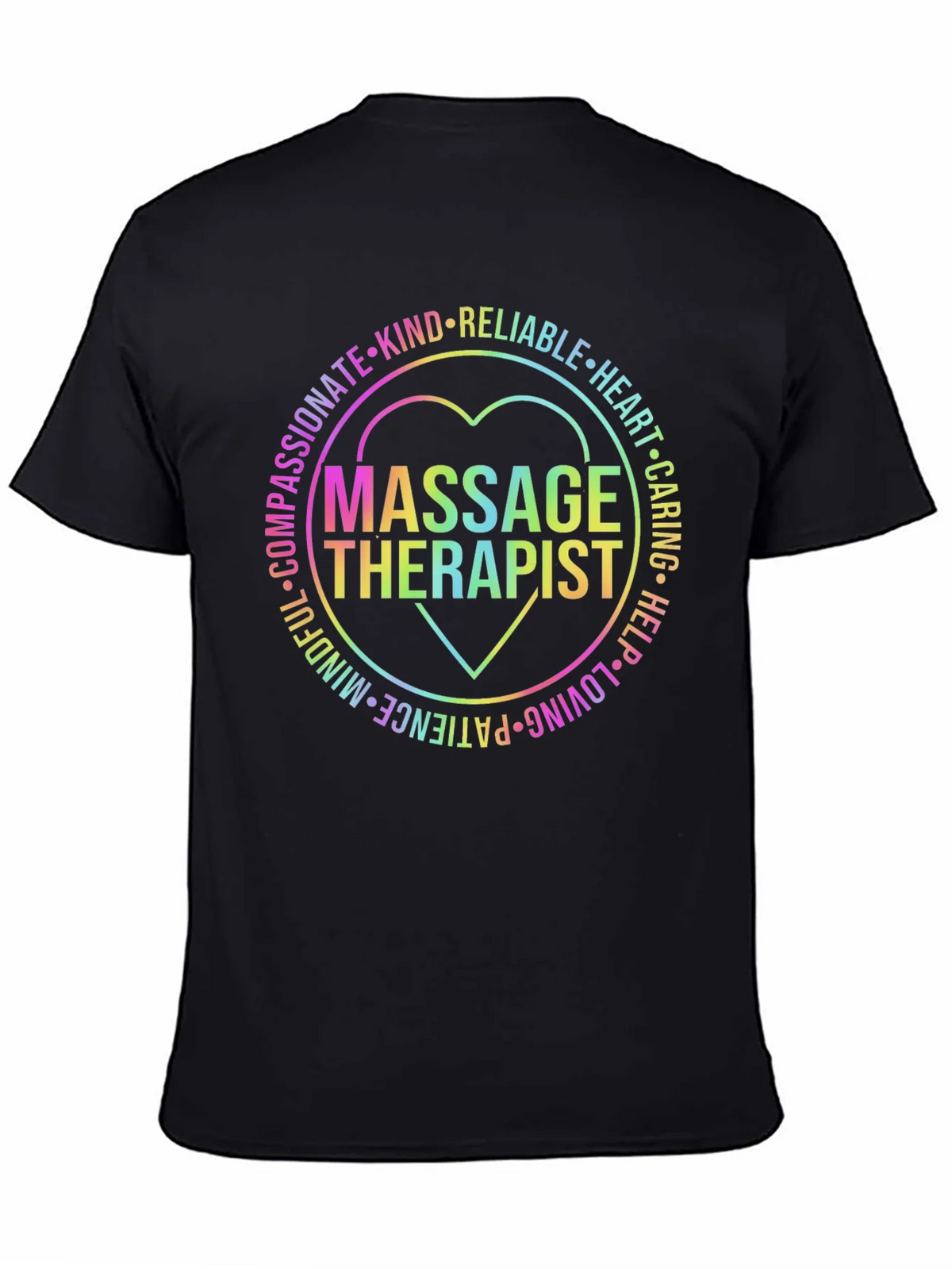 Massage Therapist Rainbow Heart Graphic T-Shirt product image 4