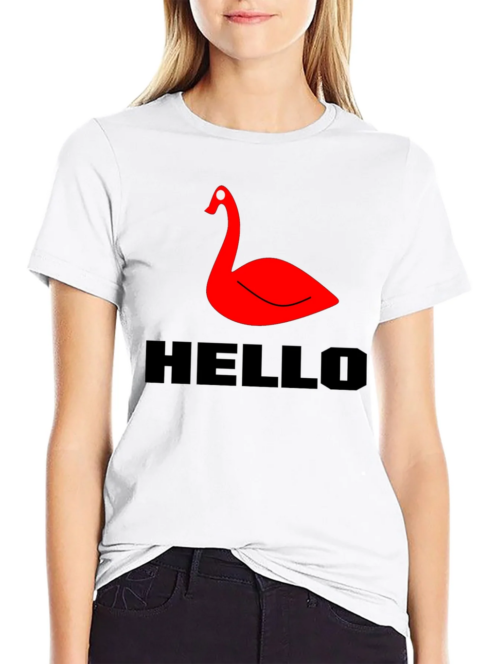 Red Swan Graphic Tee - Black Casual T-Shirt product image 8
