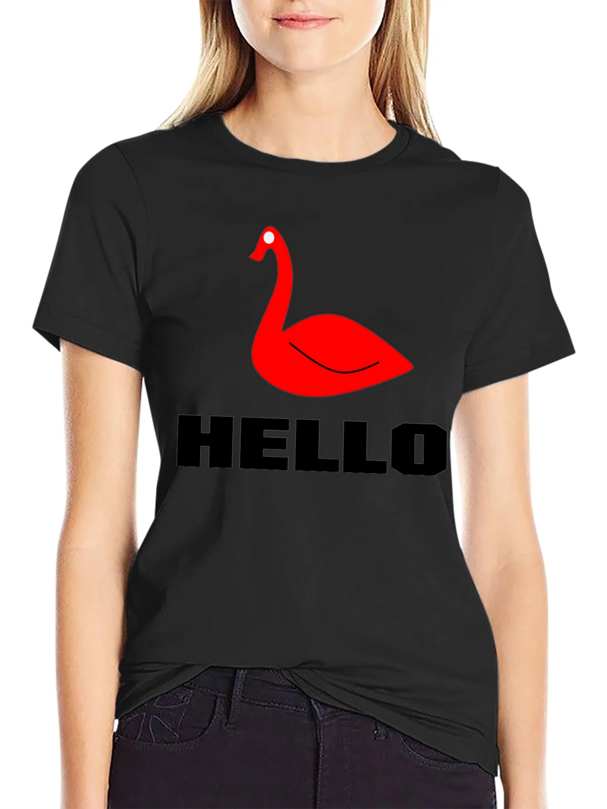 Red Swan Graphic Tee - Black Casual T-Shirt product image 2
