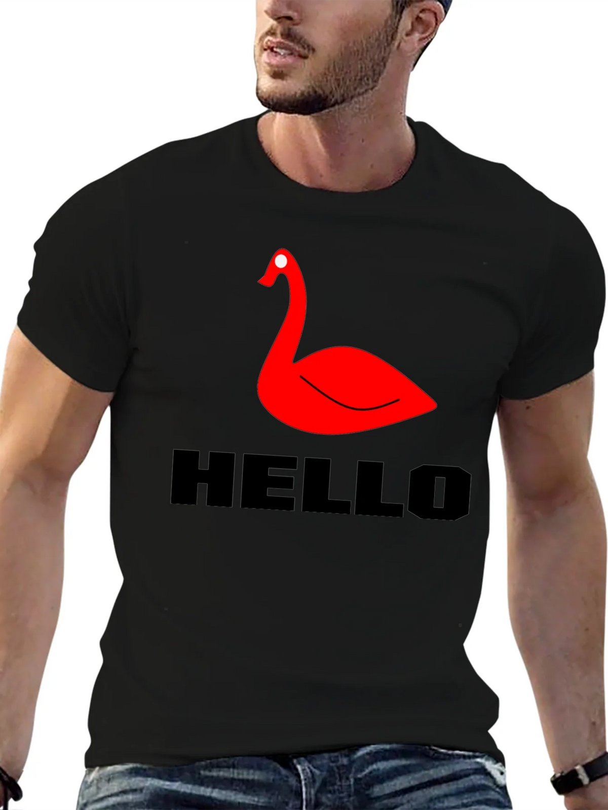Red Swan Graphic Tee - Black Casual T-Shirt product image 6