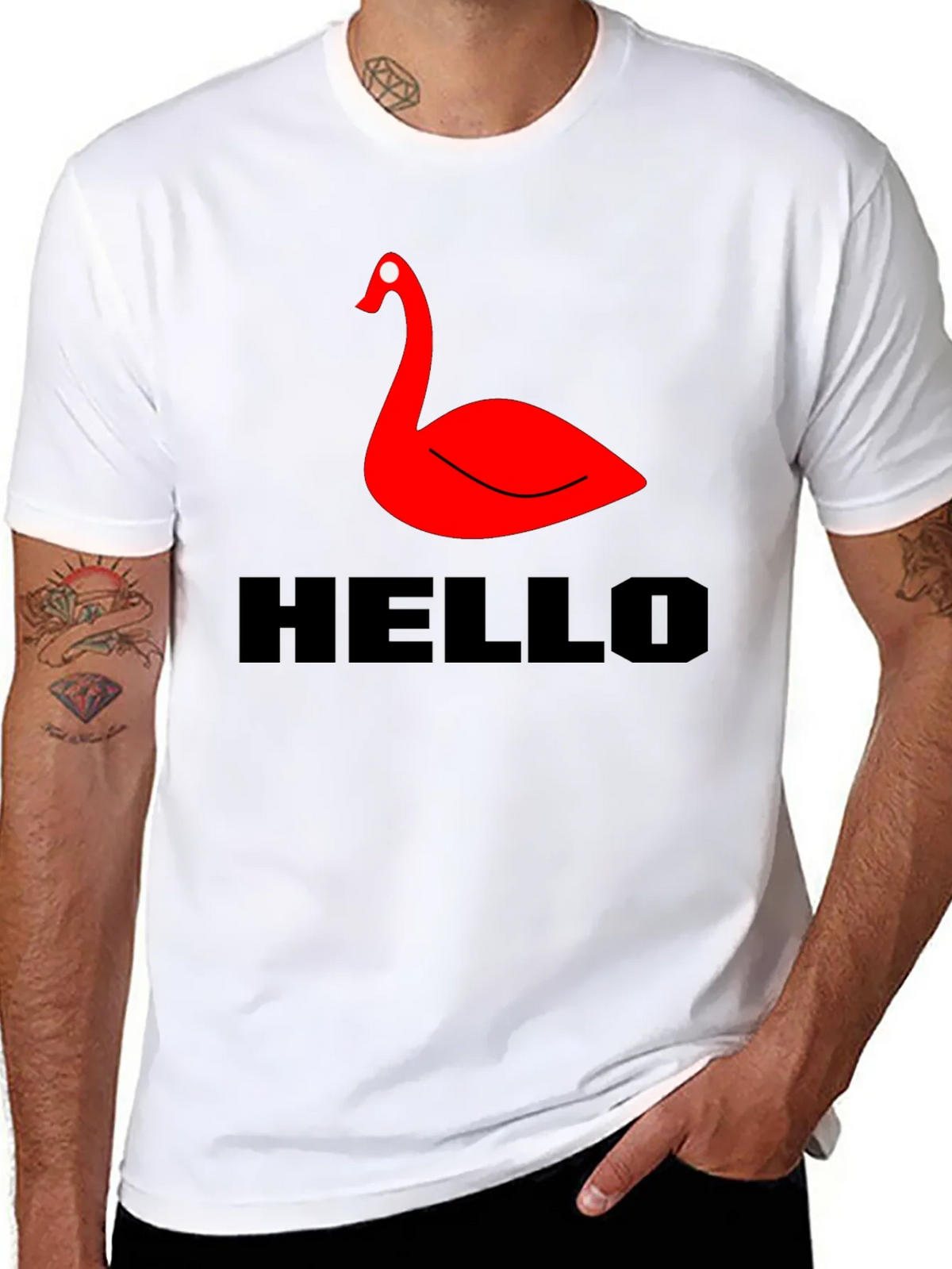 Red Swan Graphic Tee - Black Casual T-Shirt product image 7