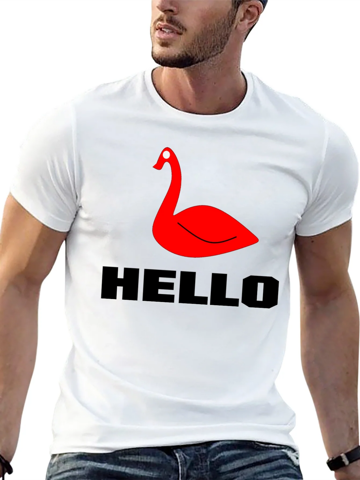 Red Swan Graphic Tee - Black Casual T-Shirt product image 12