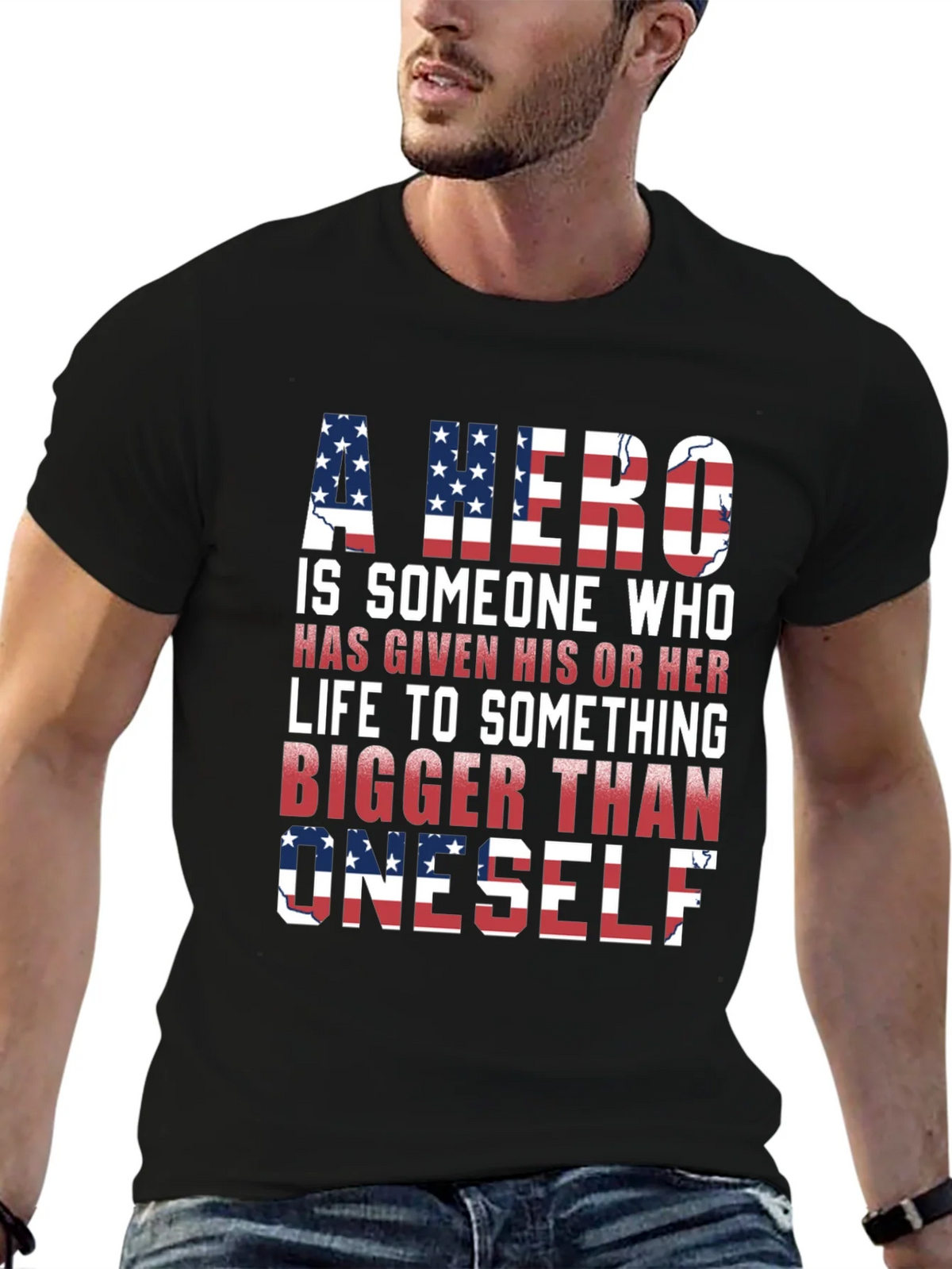 Patriotic Hero T-Shirt: American Flag Design product image 6