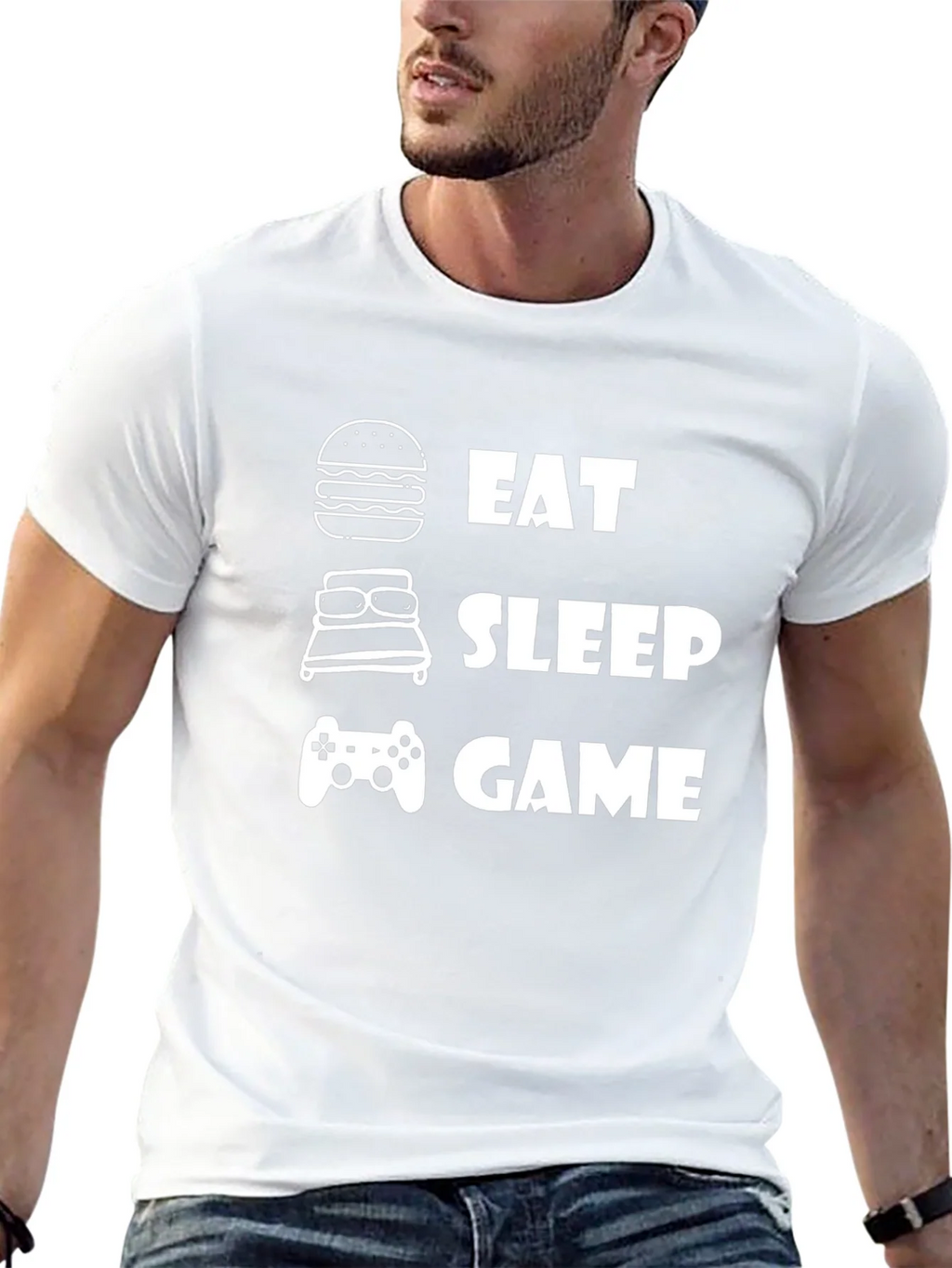 Eat Sleep Game Black Graphic T-Shirt product image 12