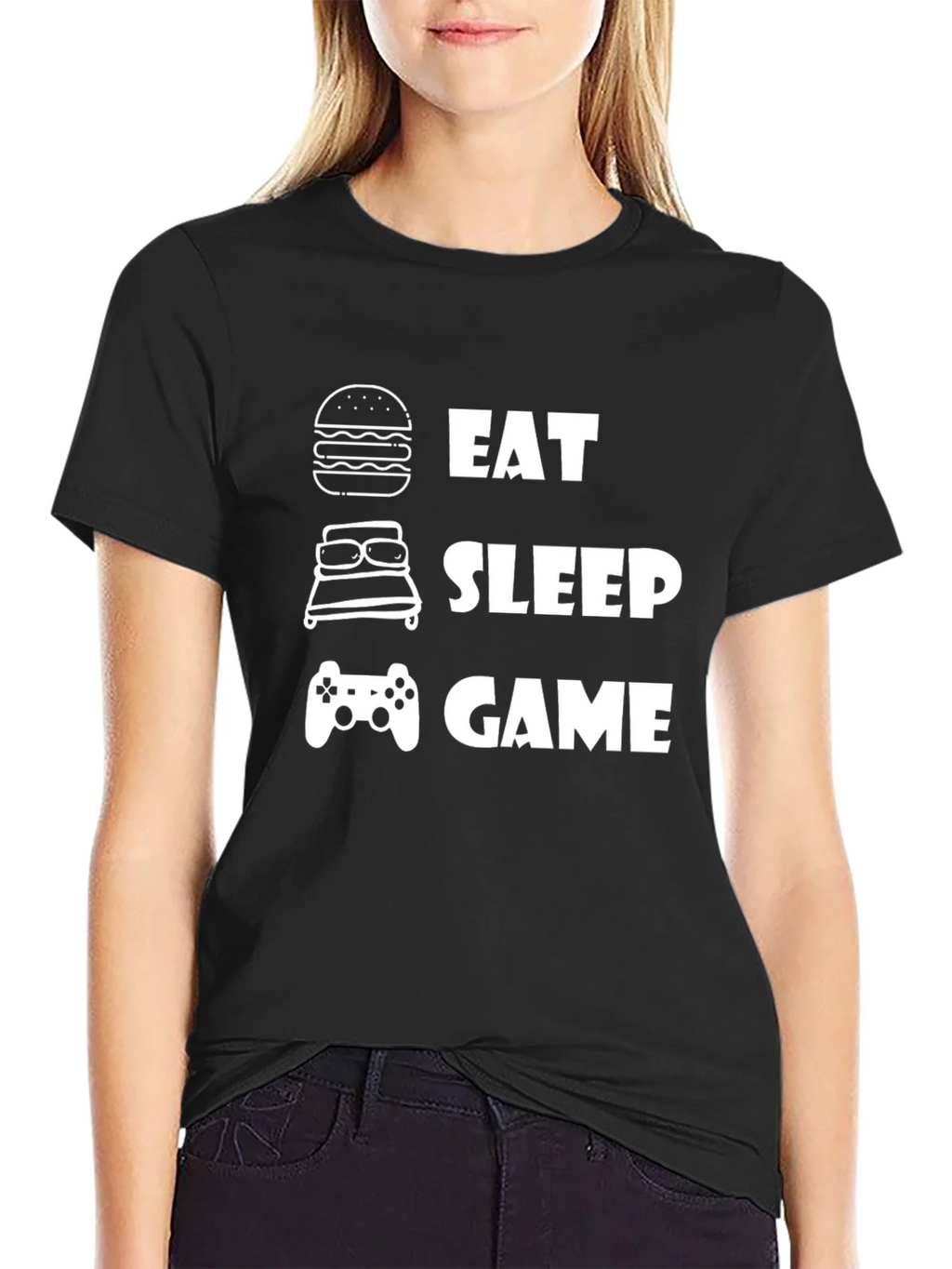 Eat Sleep Game Black Graphic T-Shirt product image 2