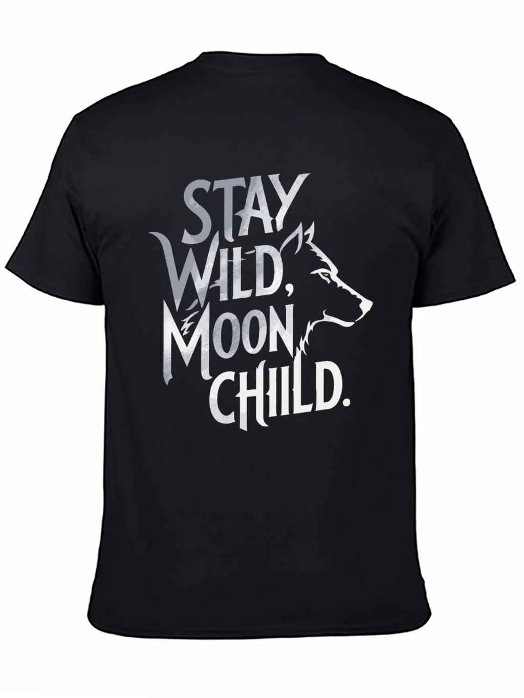 Stay Wild Moon Child T-Shirt - Black Wolf Design product image 4