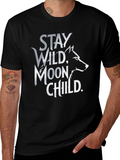 Stay Wild Moon Child T-Shirt - Black Wolf Design product image 1