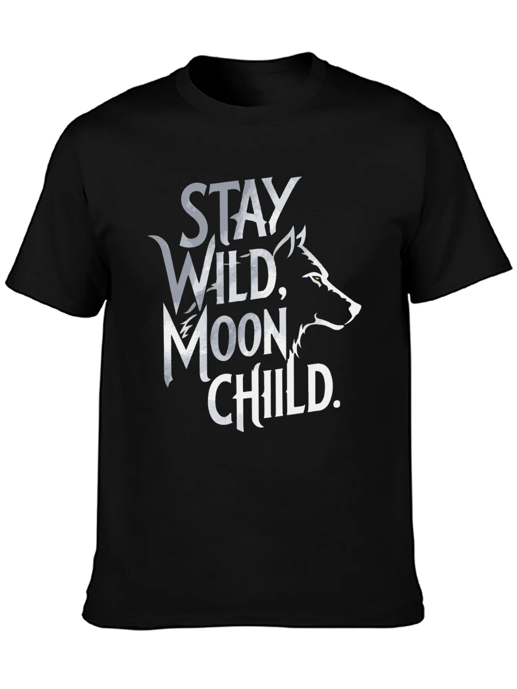 Stay Wild Moon Child T-Shirt - Black Wolf Design product image 3