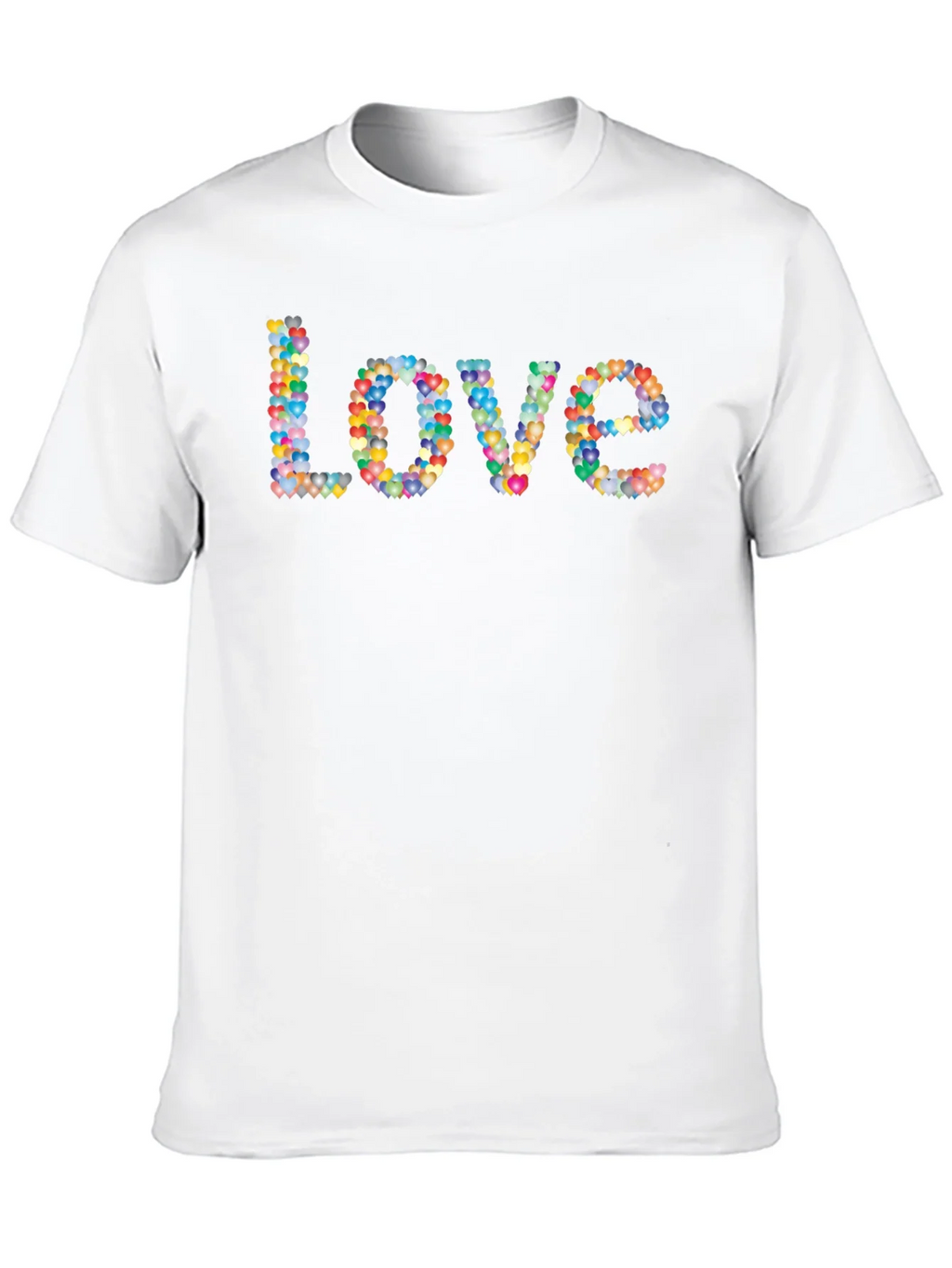Colorful Heart Love Graphic Black T-Shirt product image 9