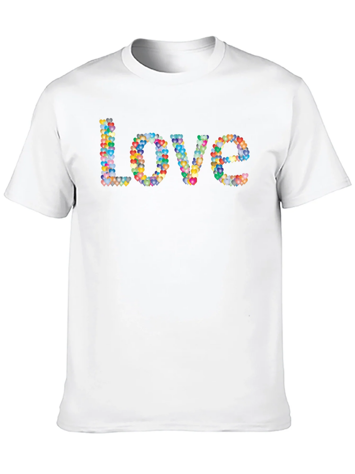 Colorful Heart Love Graphic Black T-Shirt product image 9