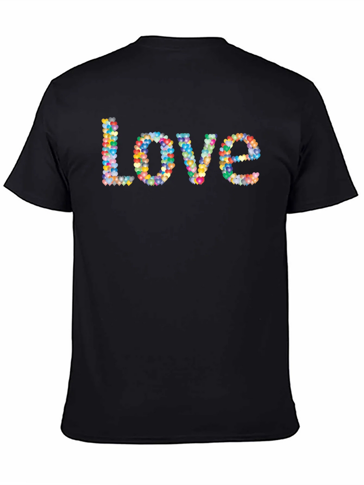 Colorful Heart Love Graphic Black T-Shirt product image 4