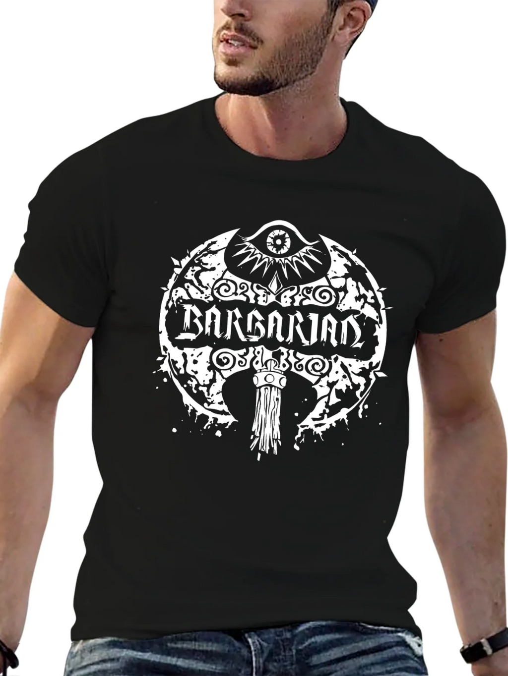 Barbarian Axe Graphic Tee - Black Cotton Shirt product image 6