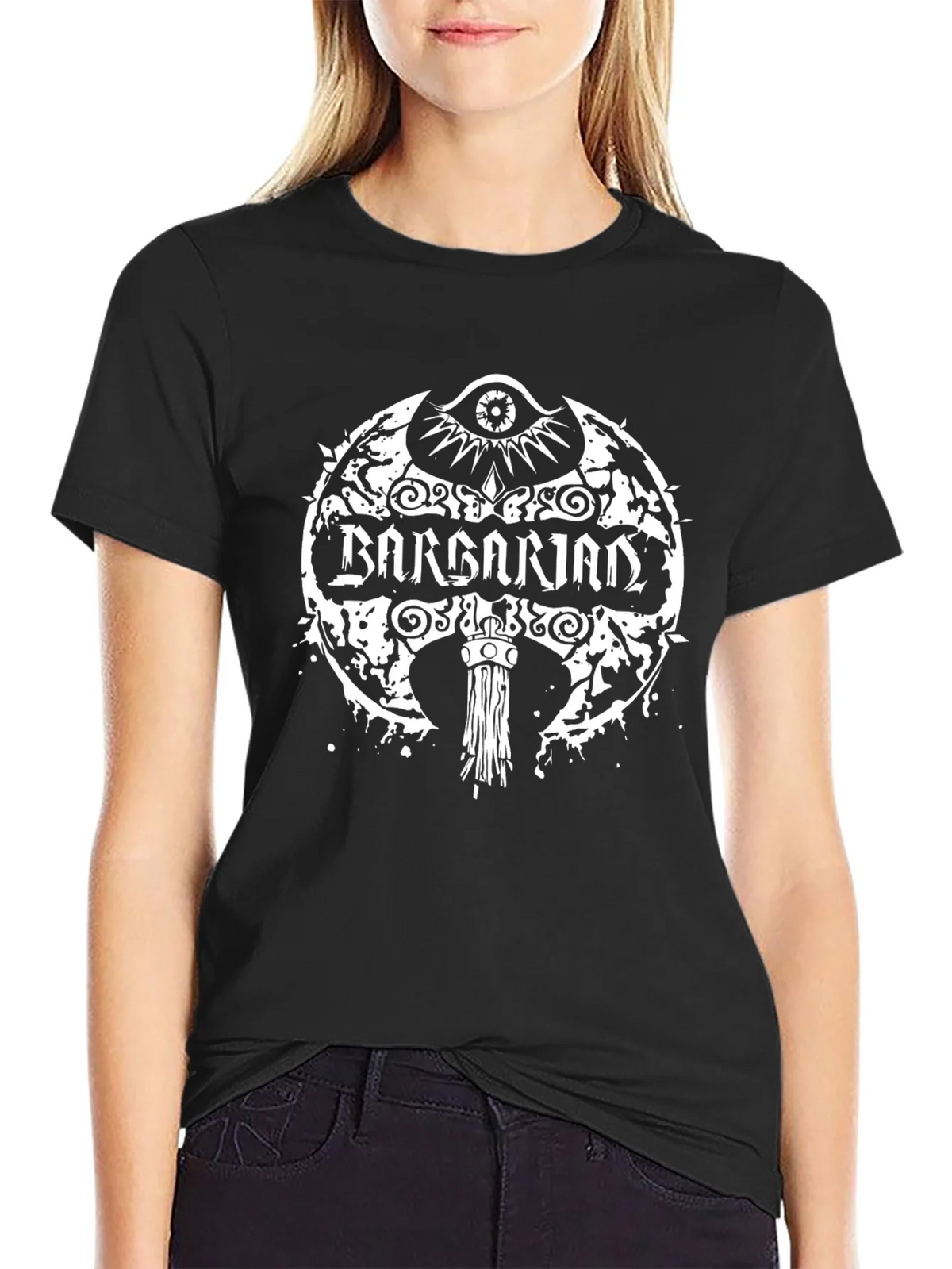 Barbarian Axe Graphic Tee - Black Cotton Shirt product image 2