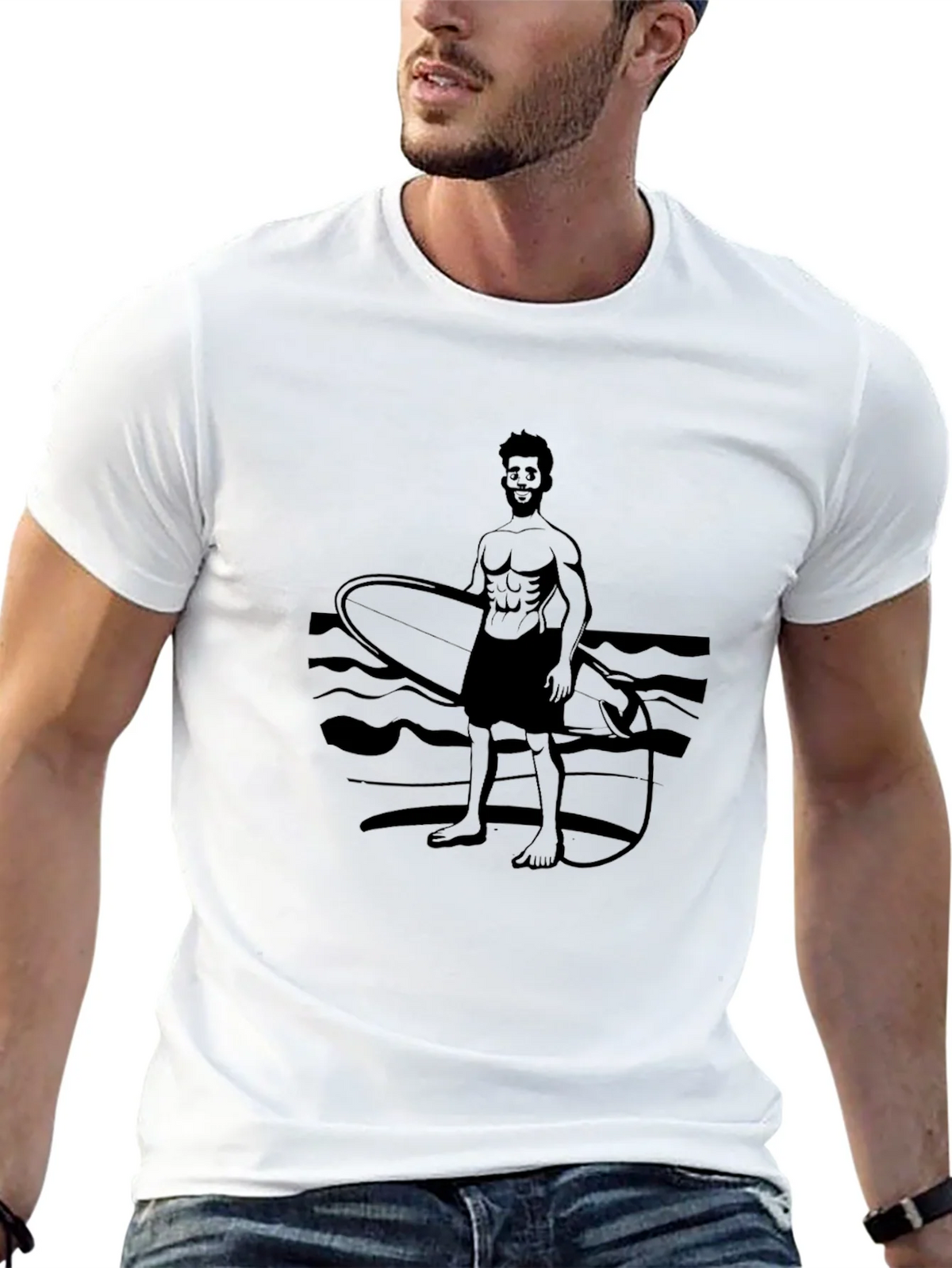 Surfer Graphic Tee - Black Cotton T-Shirt product image 10