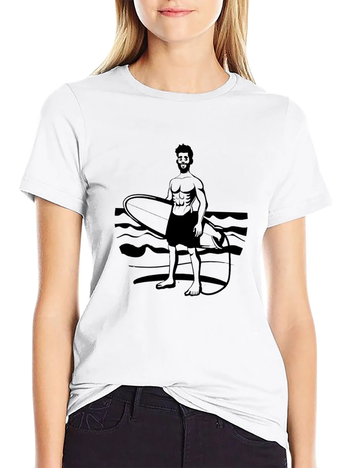 Surfer Graphic Tee - Black Cotton T-Shirt product image 6
