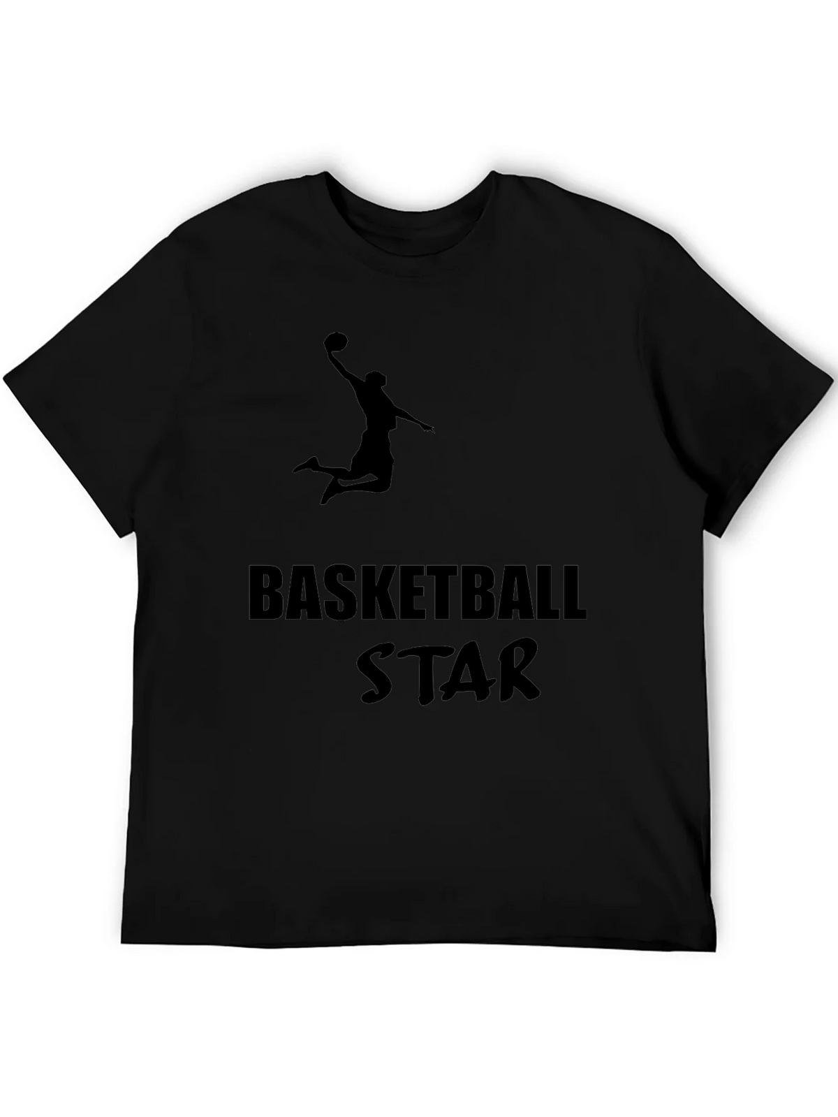 Basketball Star Graphic Tee - Black Cotton T-Shirt product image 5