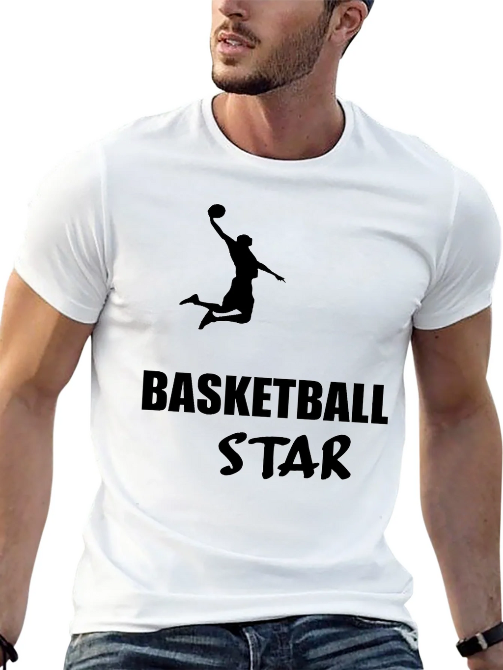 Basketball Star Graphic Tee - Black Cotton T-Shirt product image 12