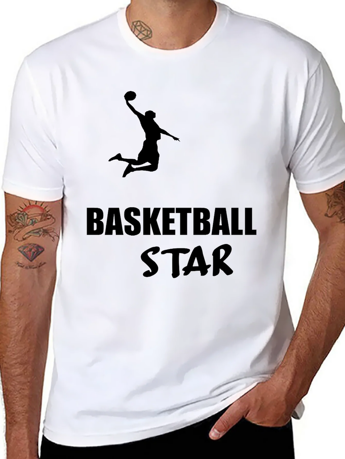 Basketball Star Graphic Tee - Black Cotton T-Shirt product image 7