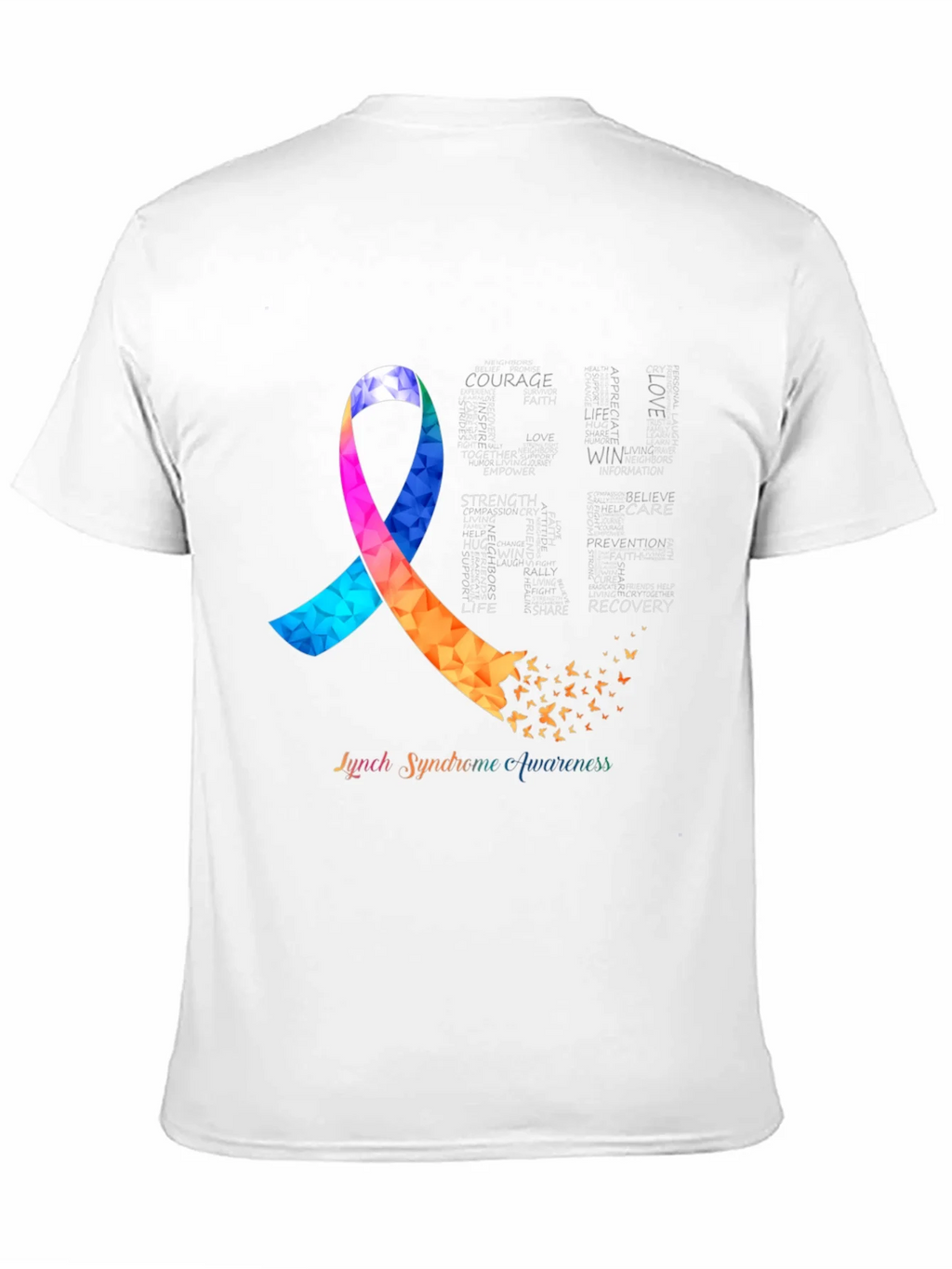 Lynch Syndrome Awareness T-Shirt Ribbon Butterfly product image 10