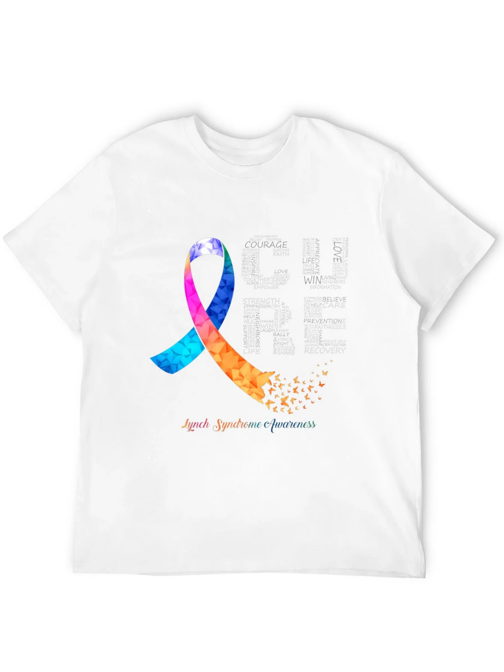 Lynch Syndrome Awareness T-Shirt Ribbon Butterfly product image 11