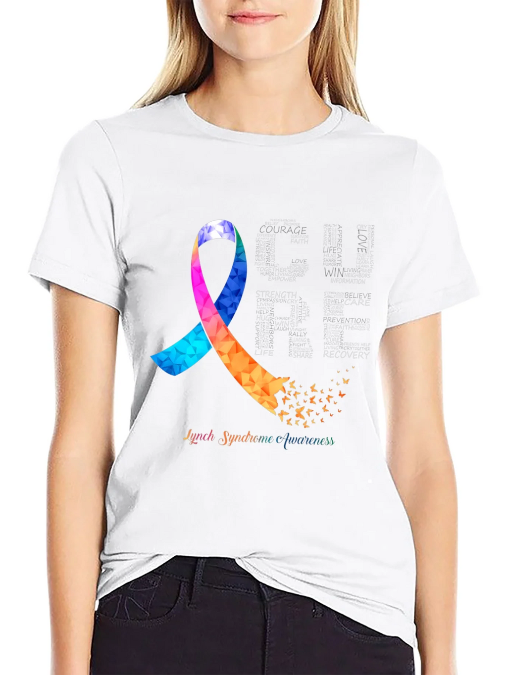 Lynch Syndrome Awareness T-Shirt Ribbon Butterfly product image 8