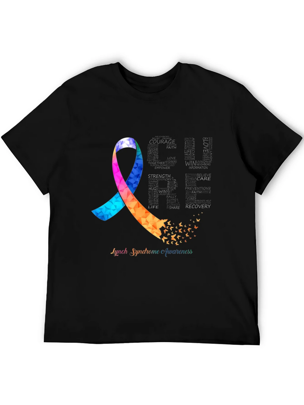 Lynch Syndrome Awareness T-Shirt Ribbon Butterfly product image 5