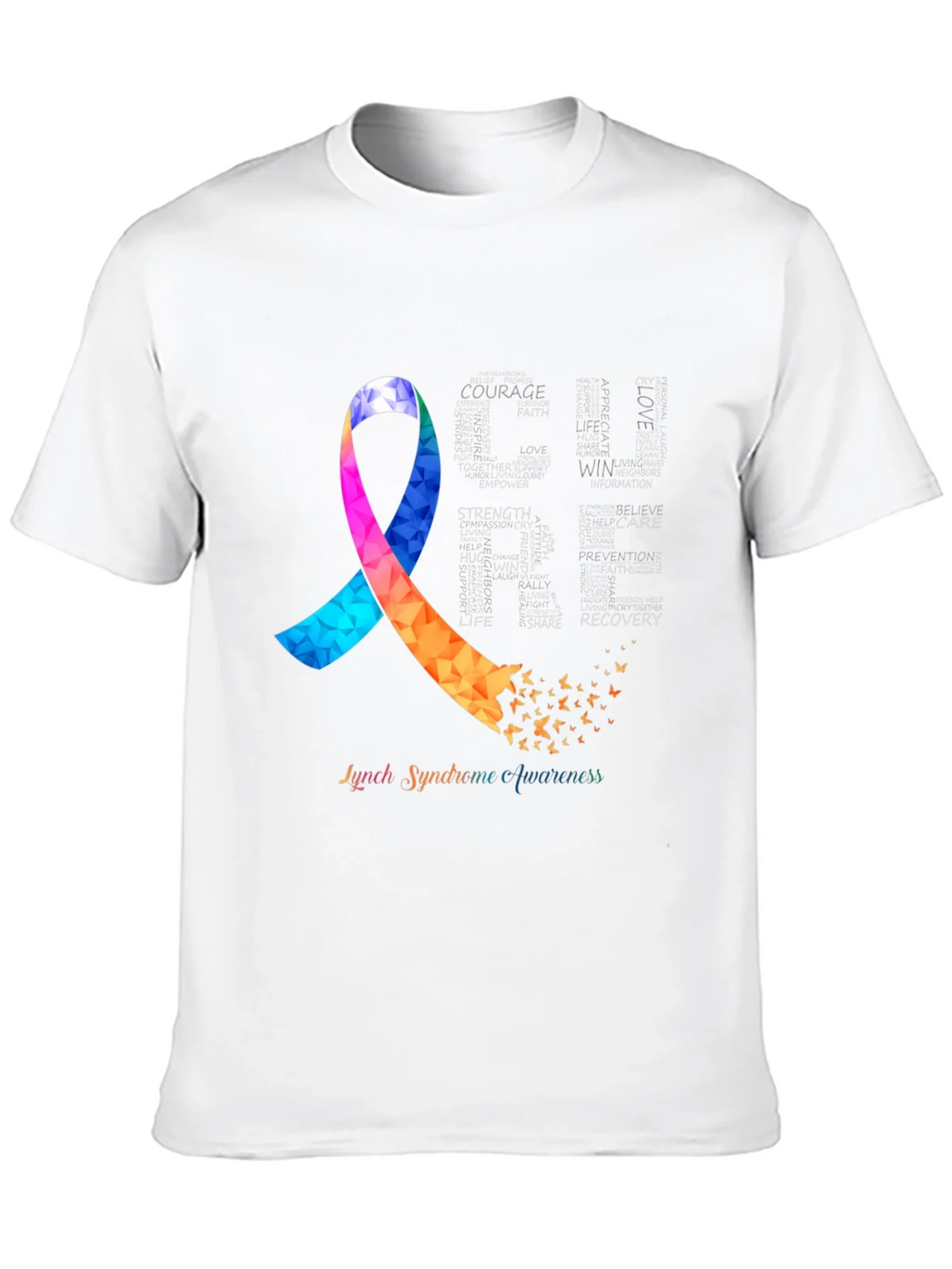 Lynch Syndrome Awareness T-Shirt Ribbon Butterfly product image 9