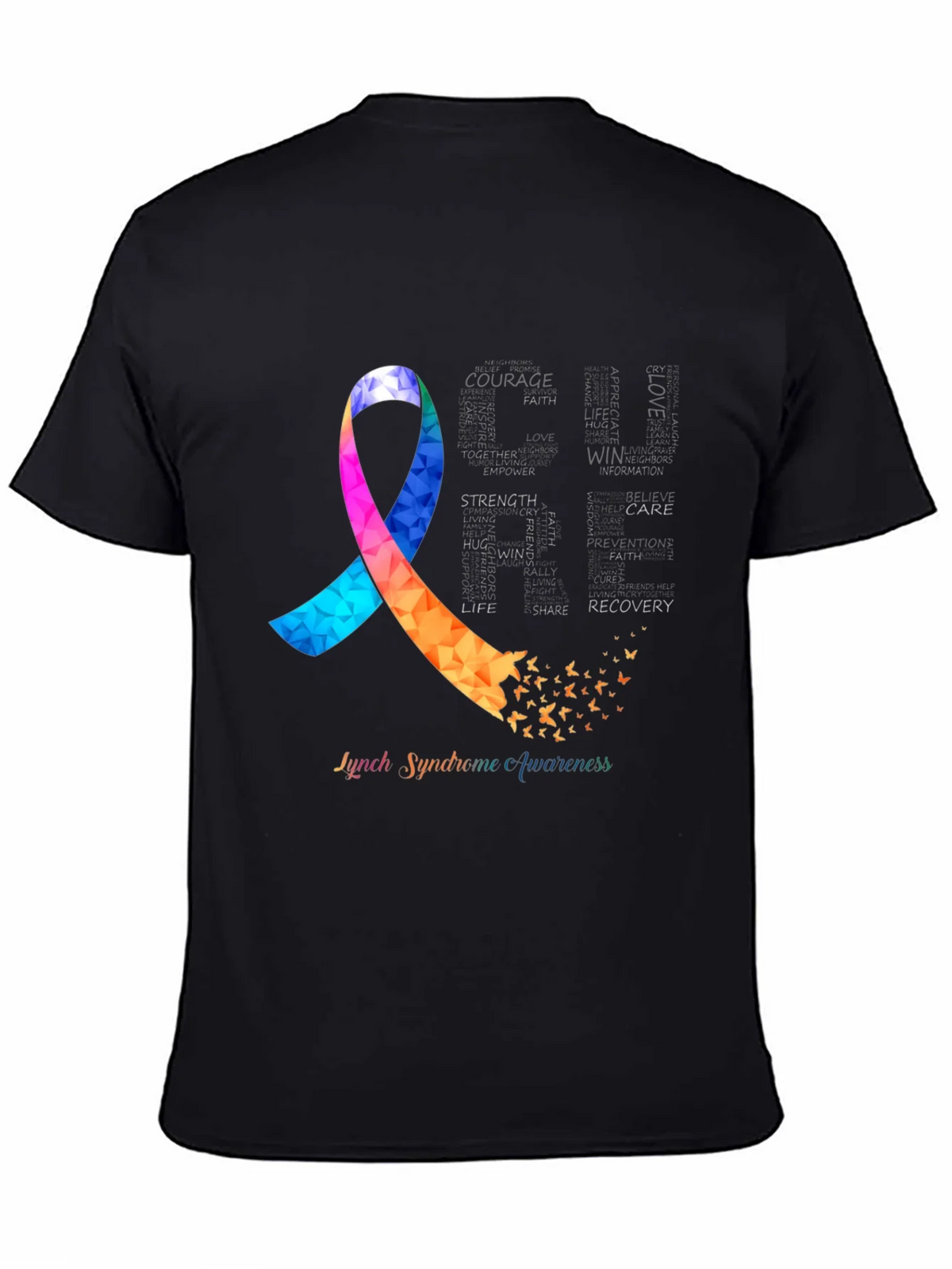 Lynch Syndrome Awareness T-Shirt Ribbon Butterfly product image 4