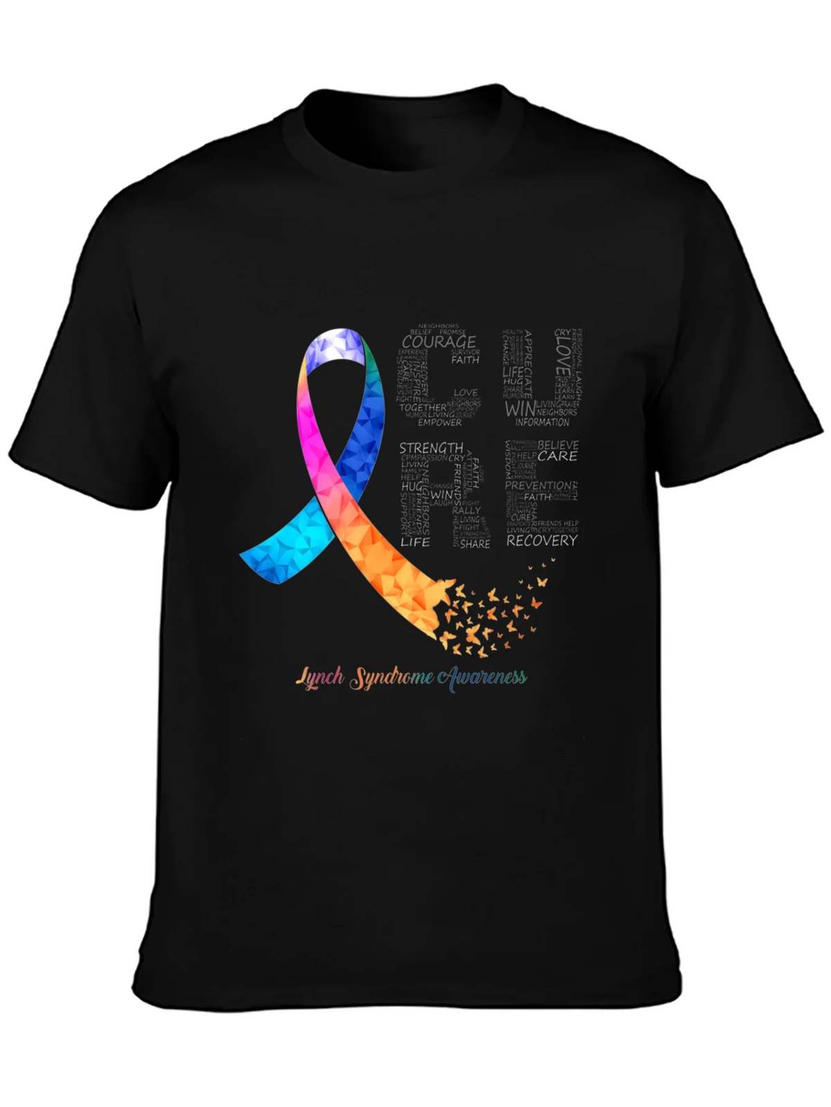 Lynch Syndrome Awareness T-Shirt Ribbon Butterfly product image 3