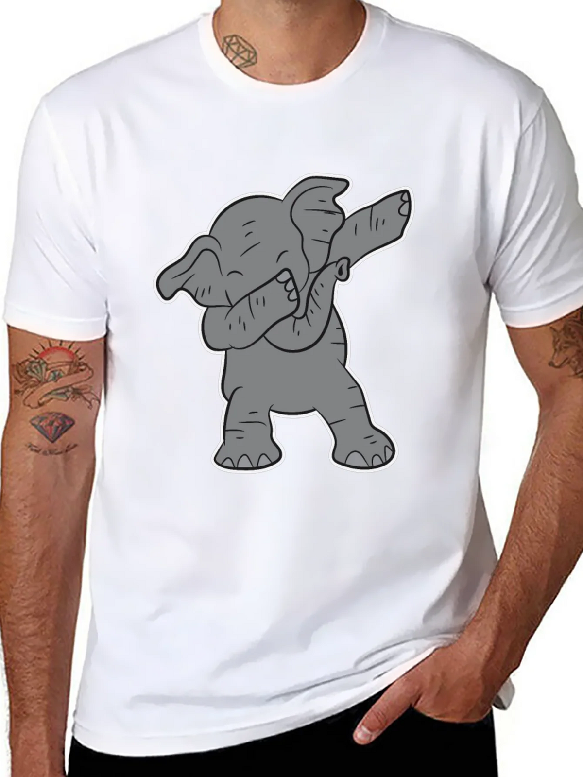 Dabbing Elephant Graphic Tee - Black Cotton Shirt product image 7