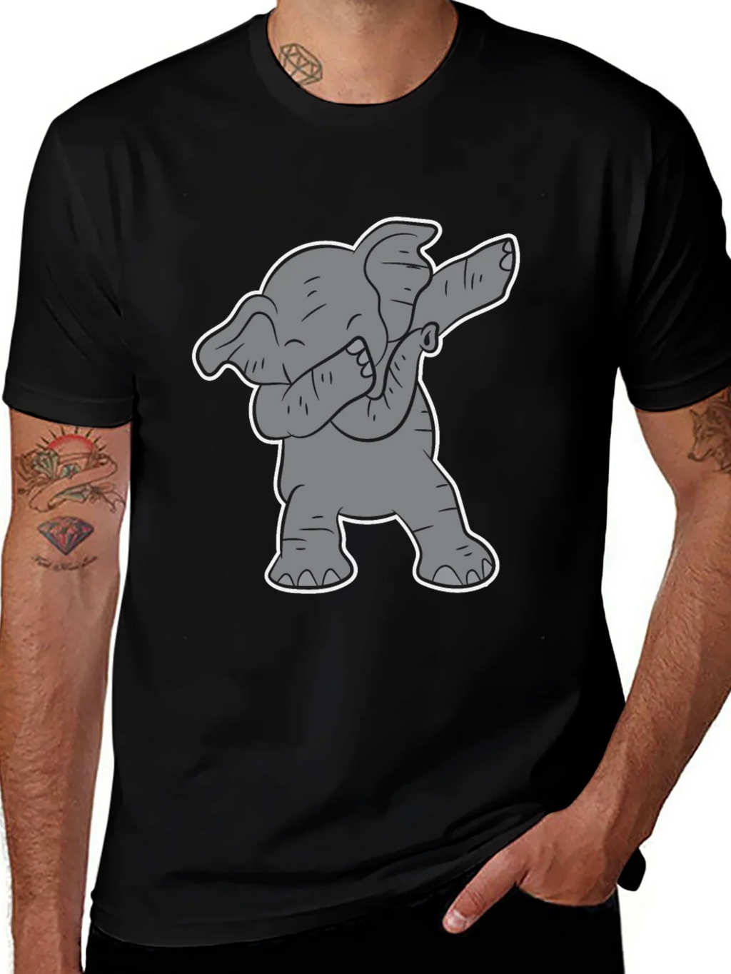 Dabbing Elephant Graphic Tee - Black Cotton Shirt product image 1