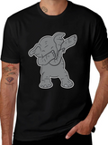Dabbing Elephant Graphic Tee - Black Cotton Shirt product image 1