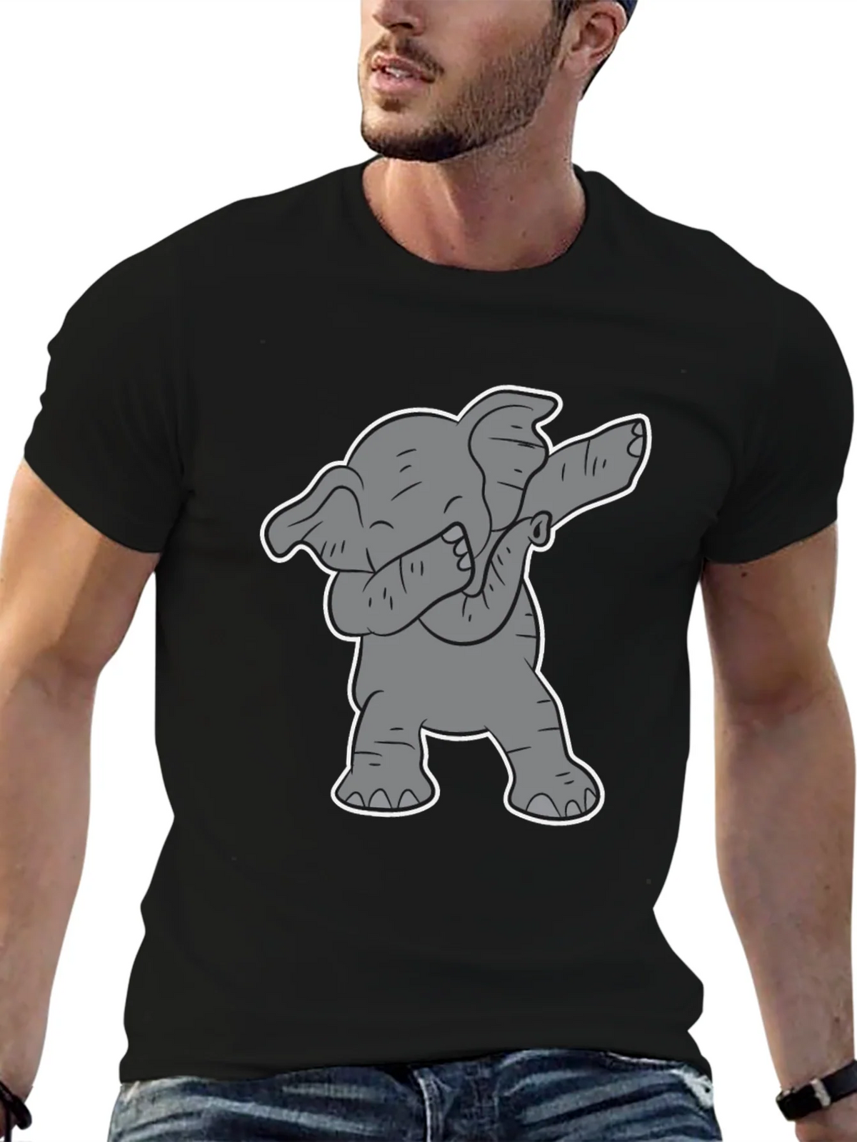 Dabbing Elephant Graphic Tee - Black Cotton Shirt product image 6