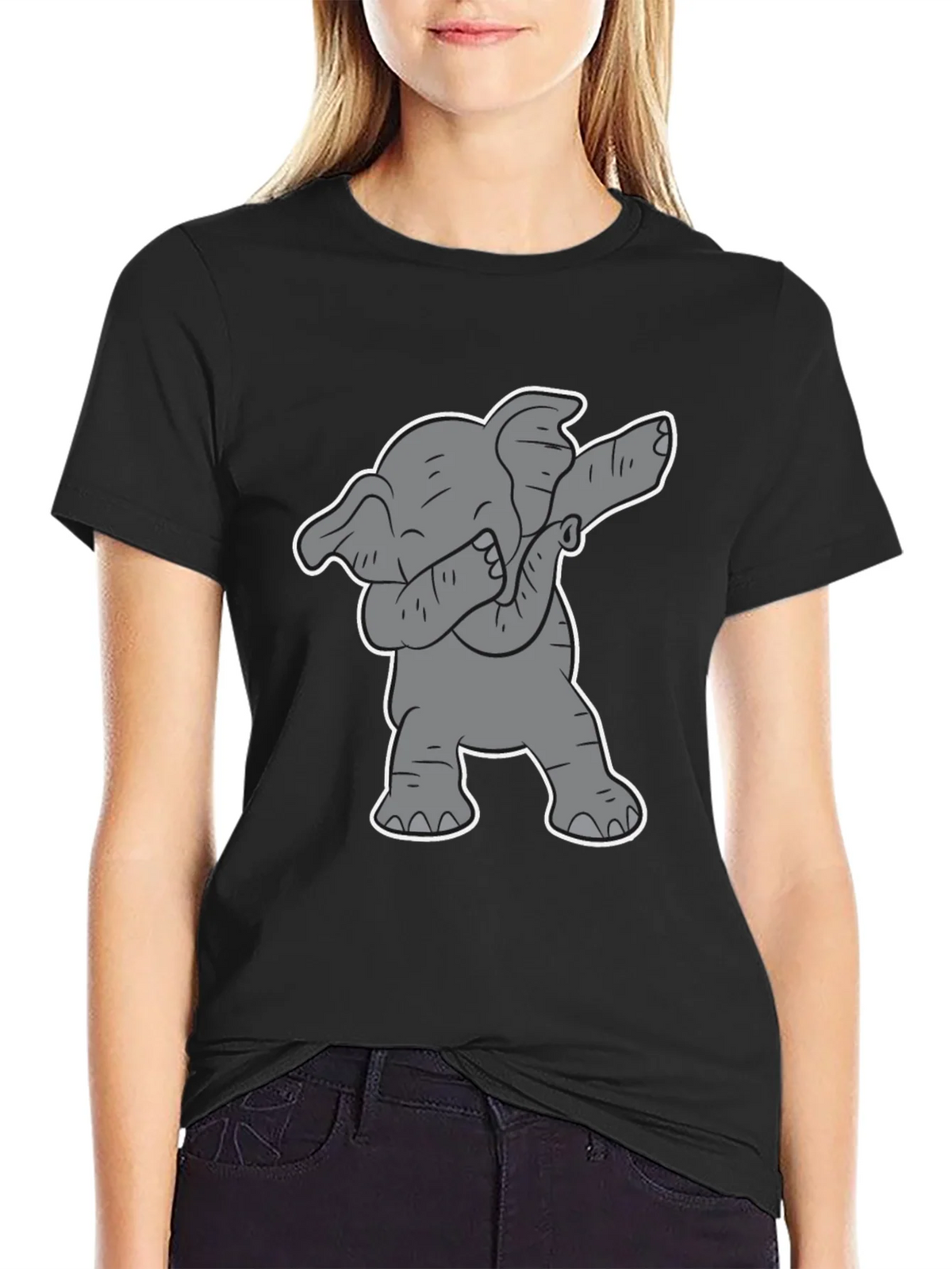 Dabbing Elephant Graphic Tee - Black Cotton Shirt product image 2