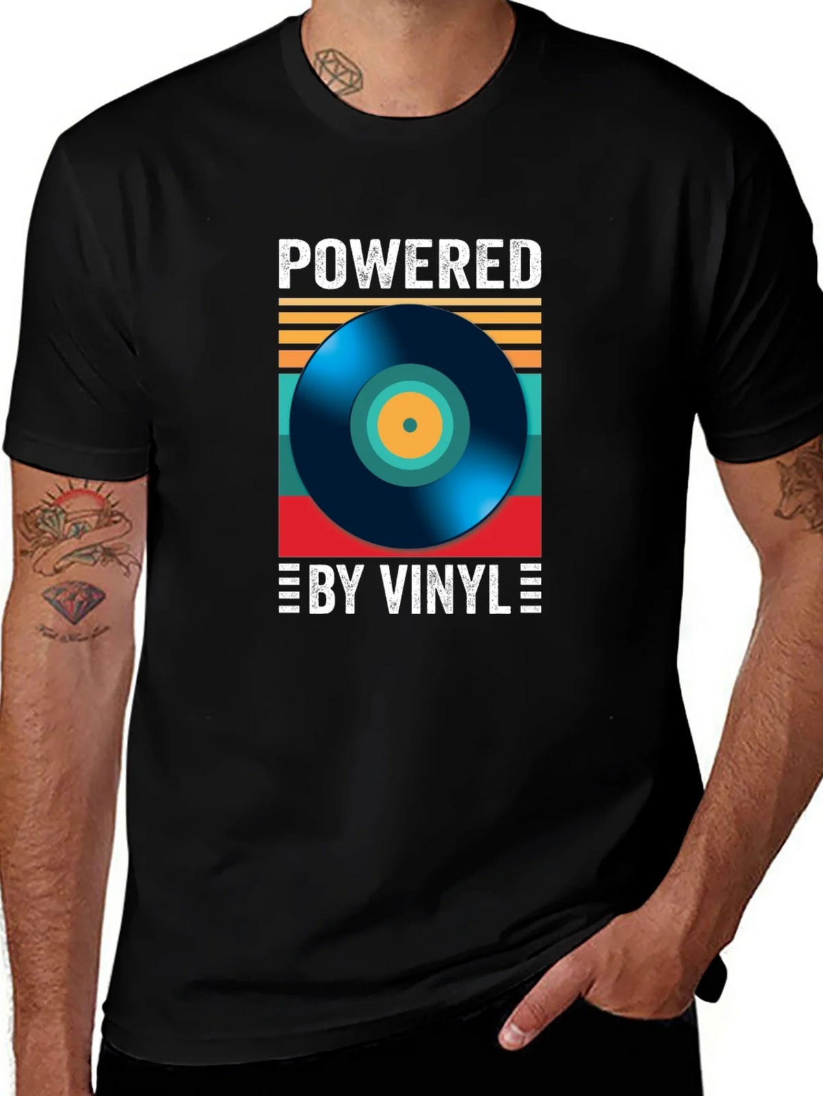 Powered By Vinyl T-Shirt: Retro Record Player Design product image 1