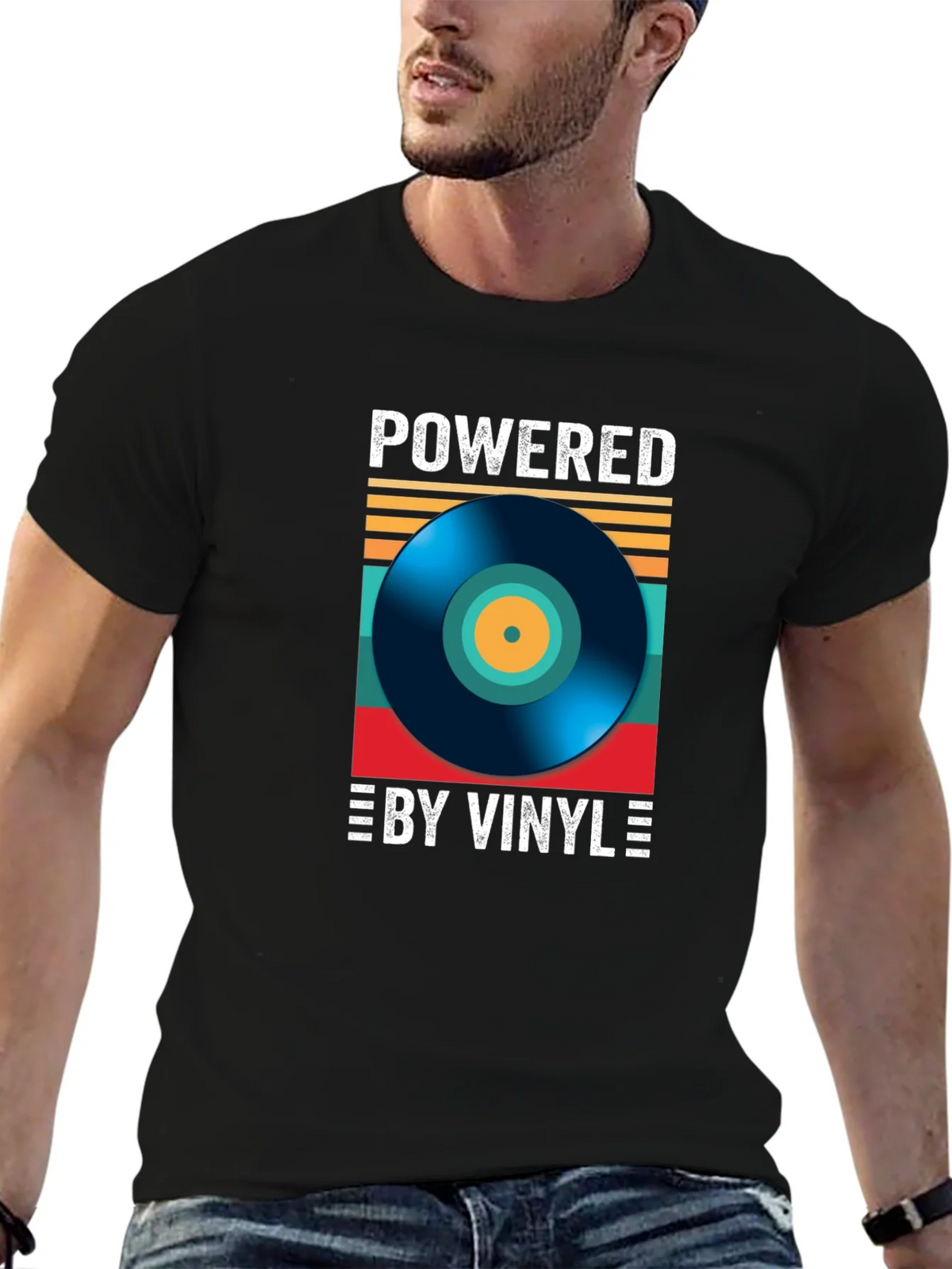 Powered By Vinyl T-Shirt: Retro Record Player Design product image 3