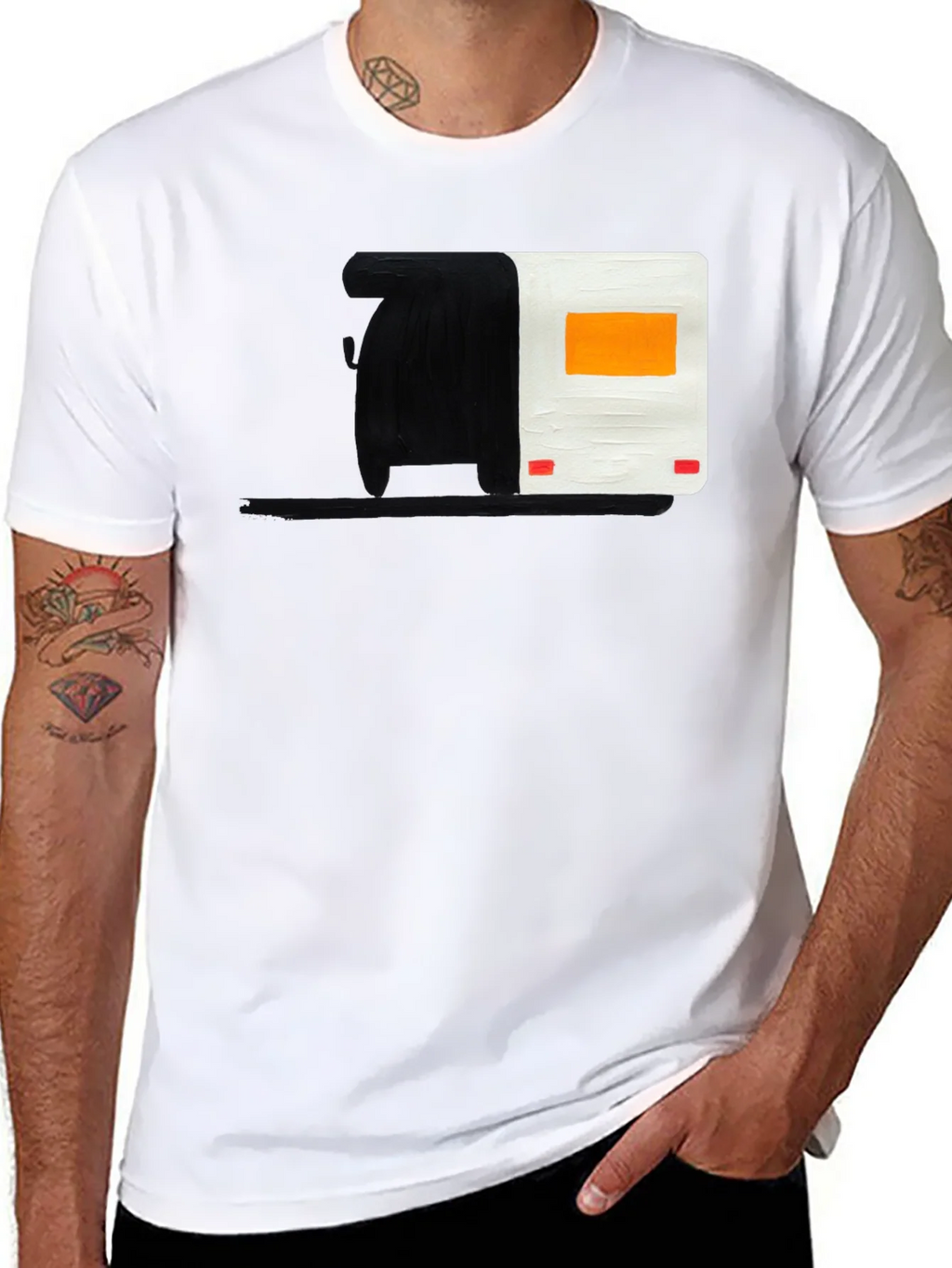 Abstract Camper Graphic Tee - Black Cotton Blend product image 7