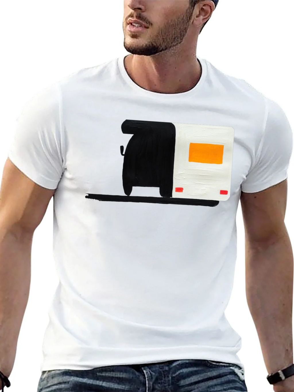 Abstract Camper Graphic Tee - Black Cotton Blend product image 12