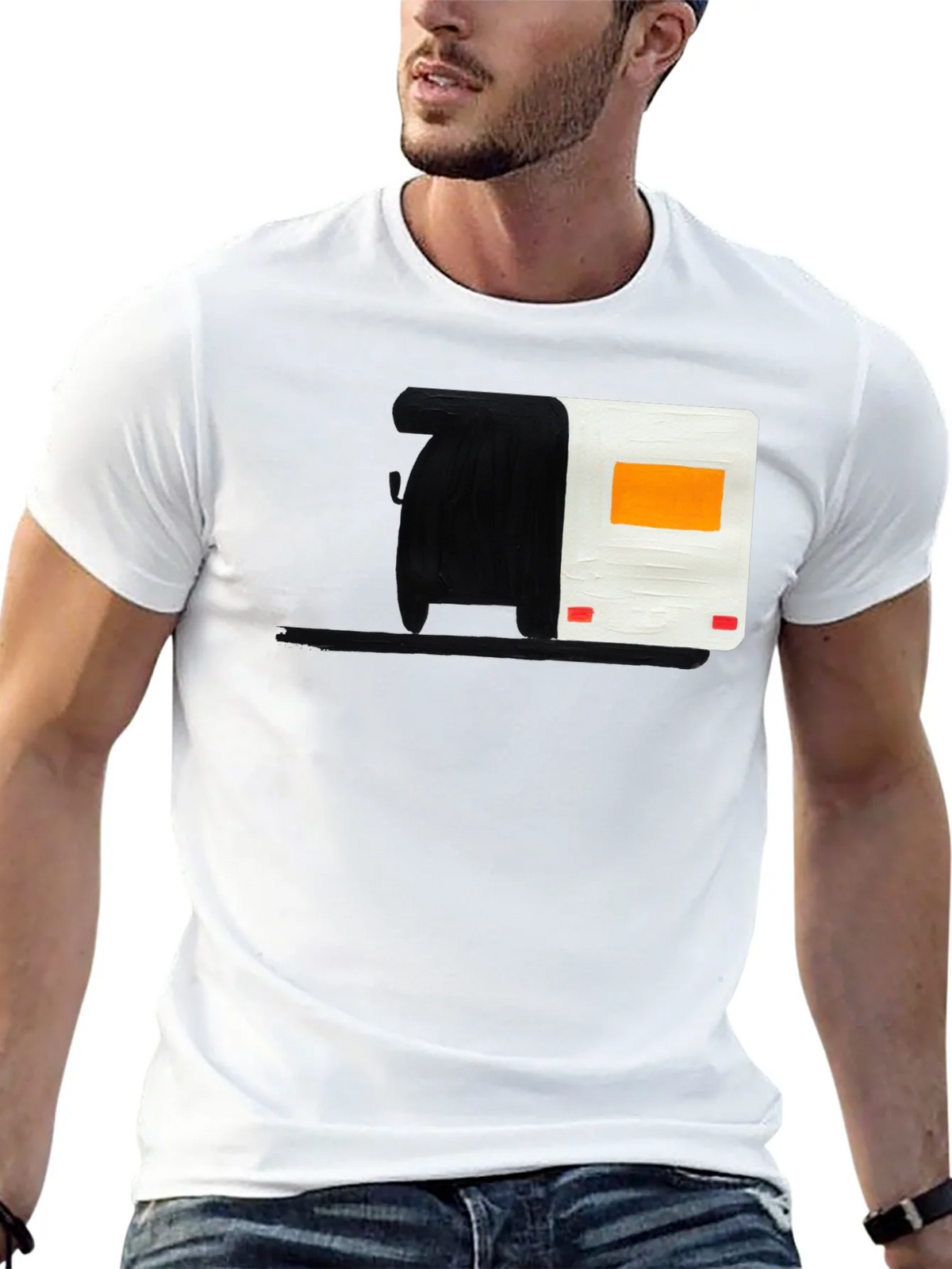 Abstract Camper Graphic Tee - Black Cotton Blend product image 12