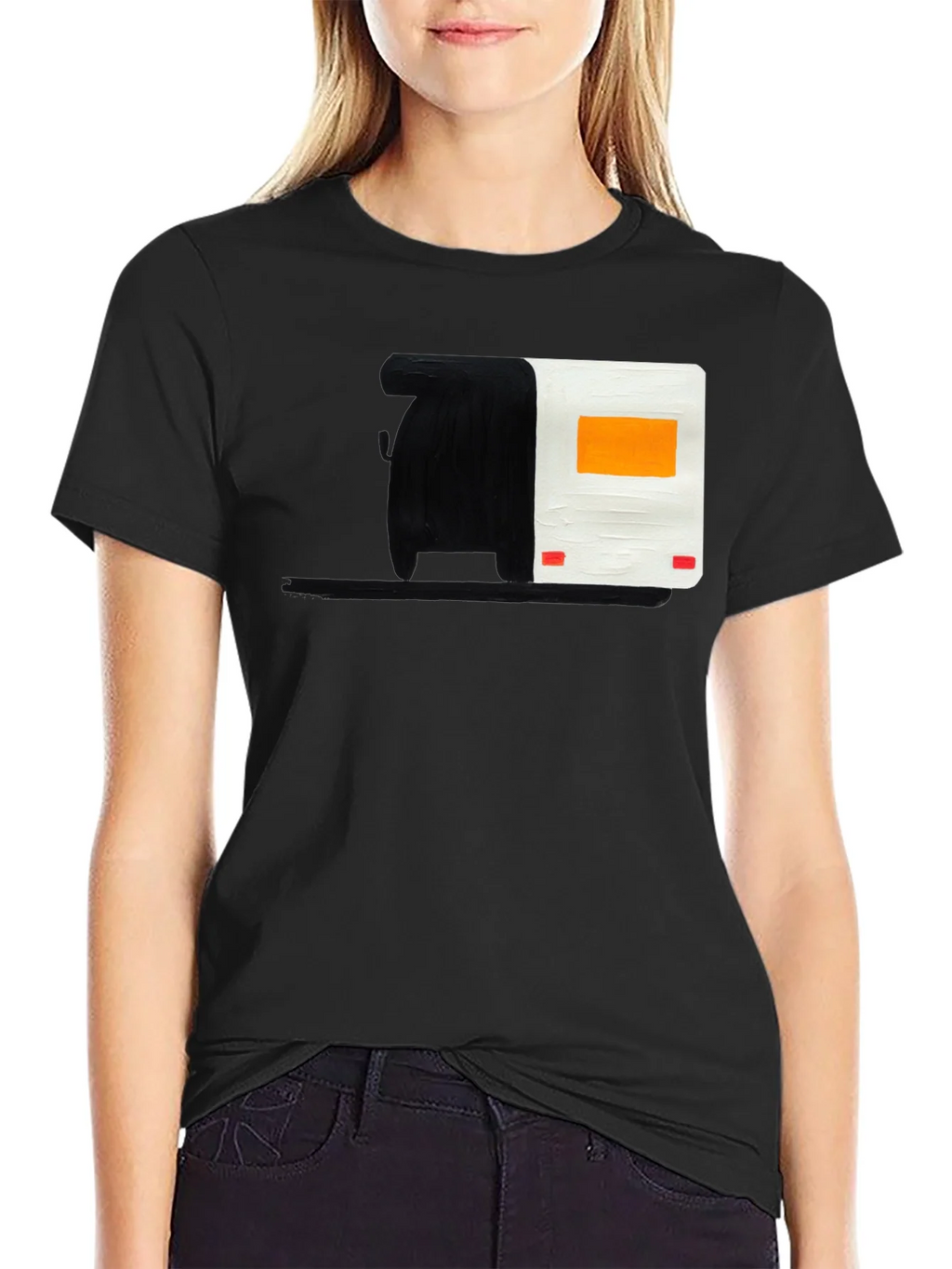 Abstract Camper Graphic Tee - Black Cotton Blend product image 2