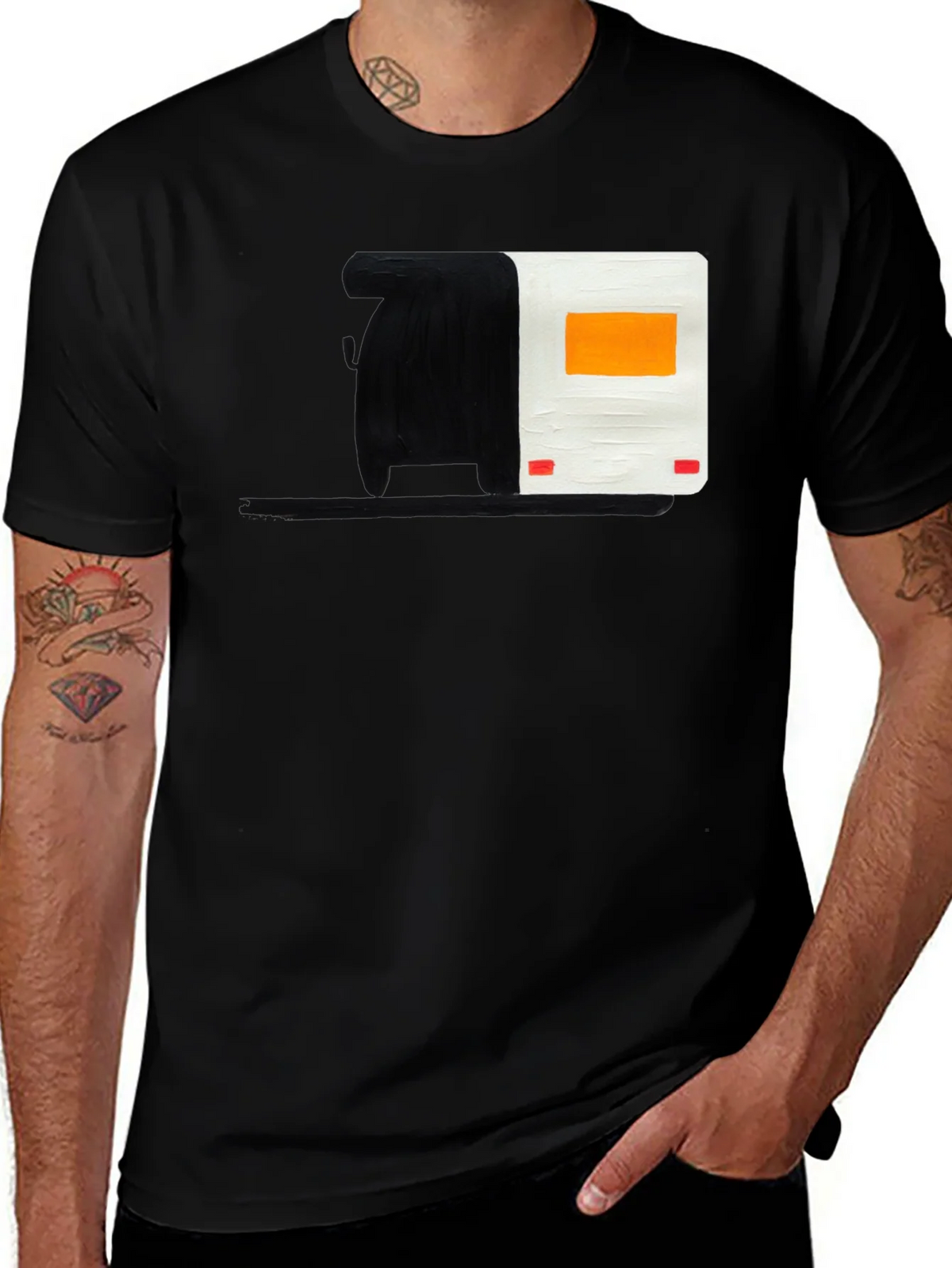 Abstract Camper Graphic Tee - Black Cotton Blend product image 1