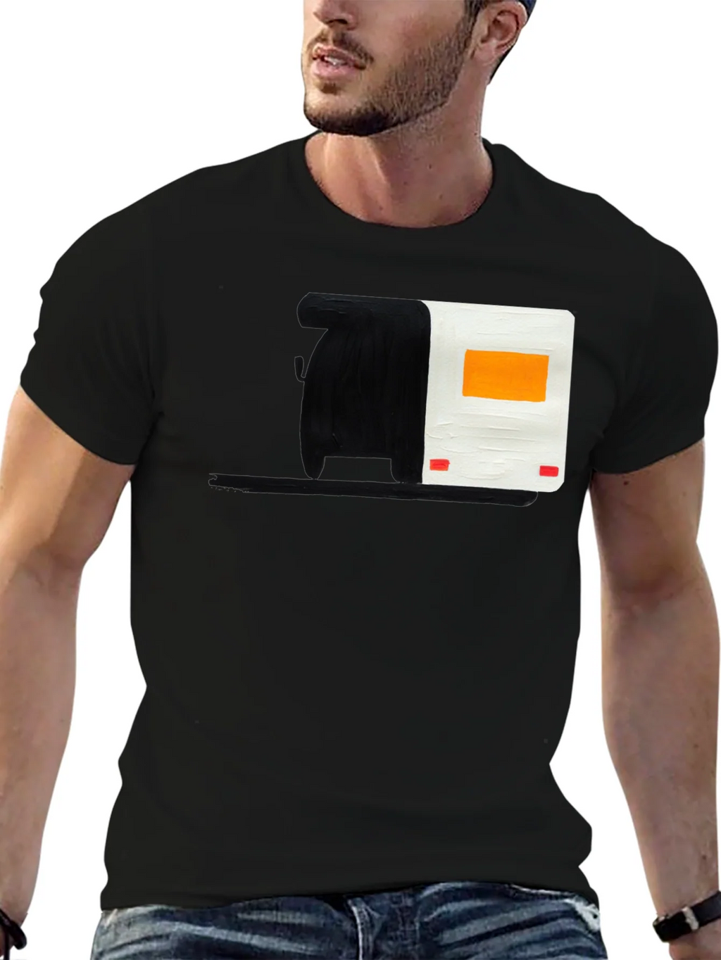 Abstract Camper Graphic Tee - Black Cotton Blend product image 6