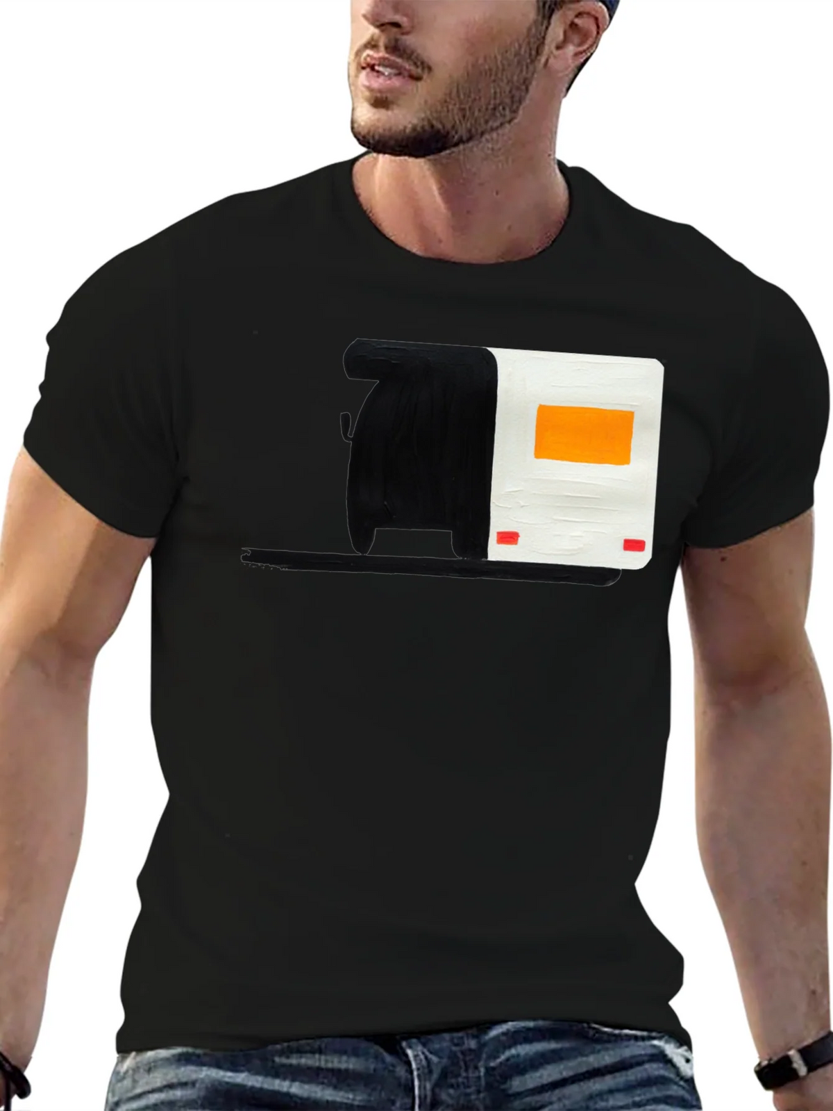 Abstract Camper Graphic Tee - Black Cotton Blend product image 6