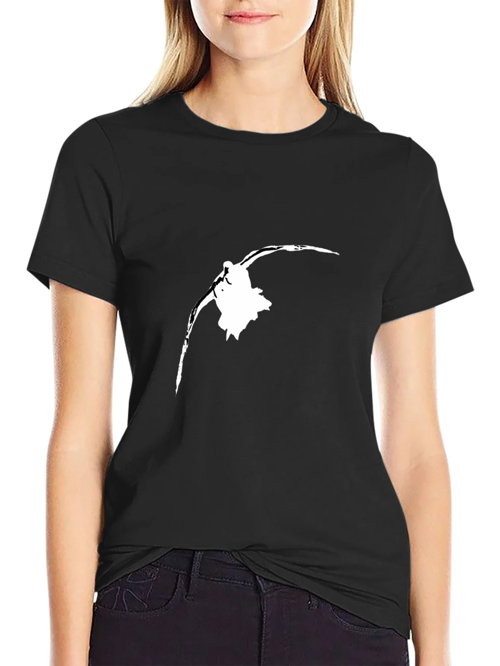 Black T-Shirt with White Bird Silhouette product image 2